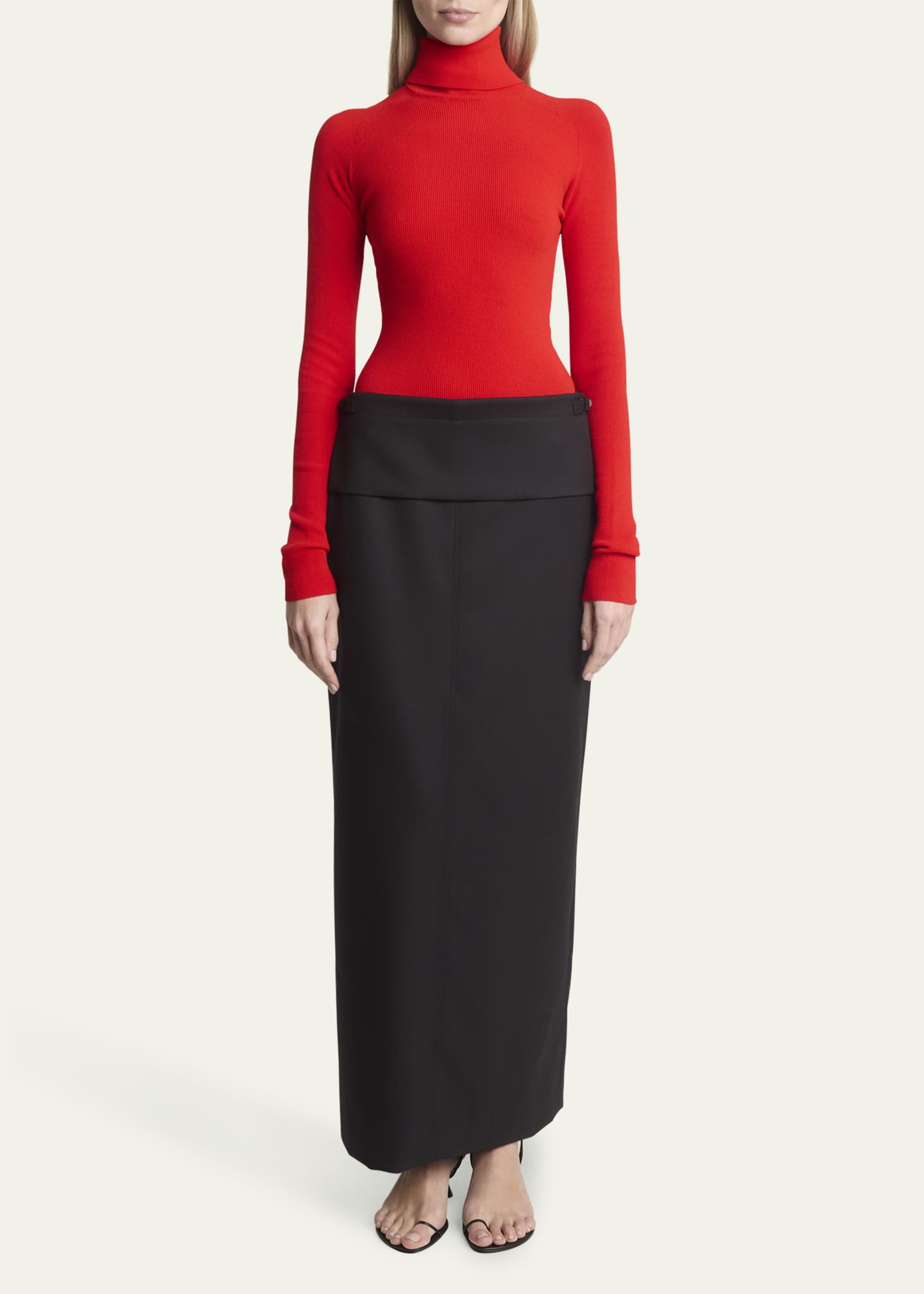 Proenza Schouler Fox Rib-Knit Matte Viscose Turtleneck Top Image 2 of 5