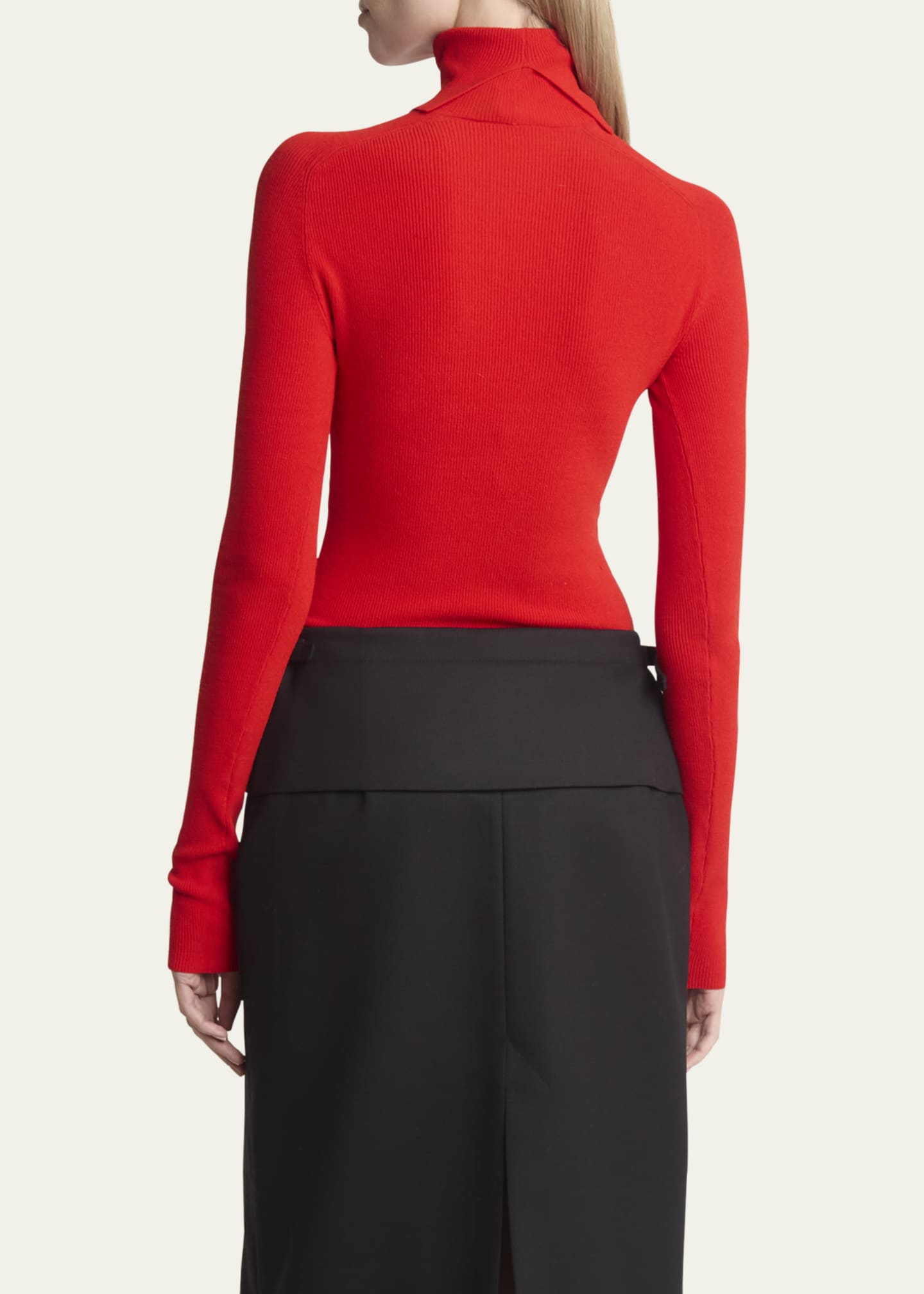 Proenza Schouler Fox Rib-Knit Matte Viscose Turtleneck Top Image 3 of 5