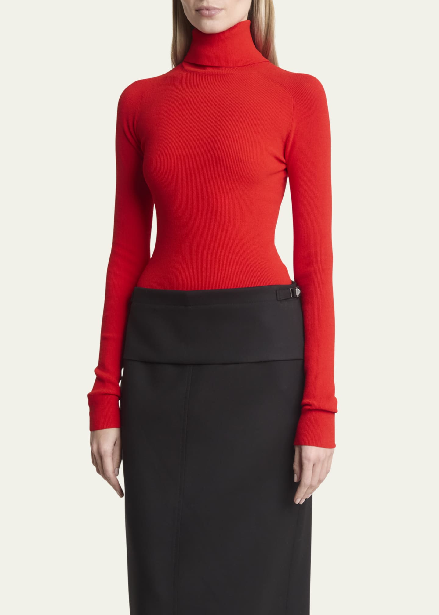 Proenza Schouler Fox Rib-Knit Matte Viscose Turtleneck Top Image 4 of 5