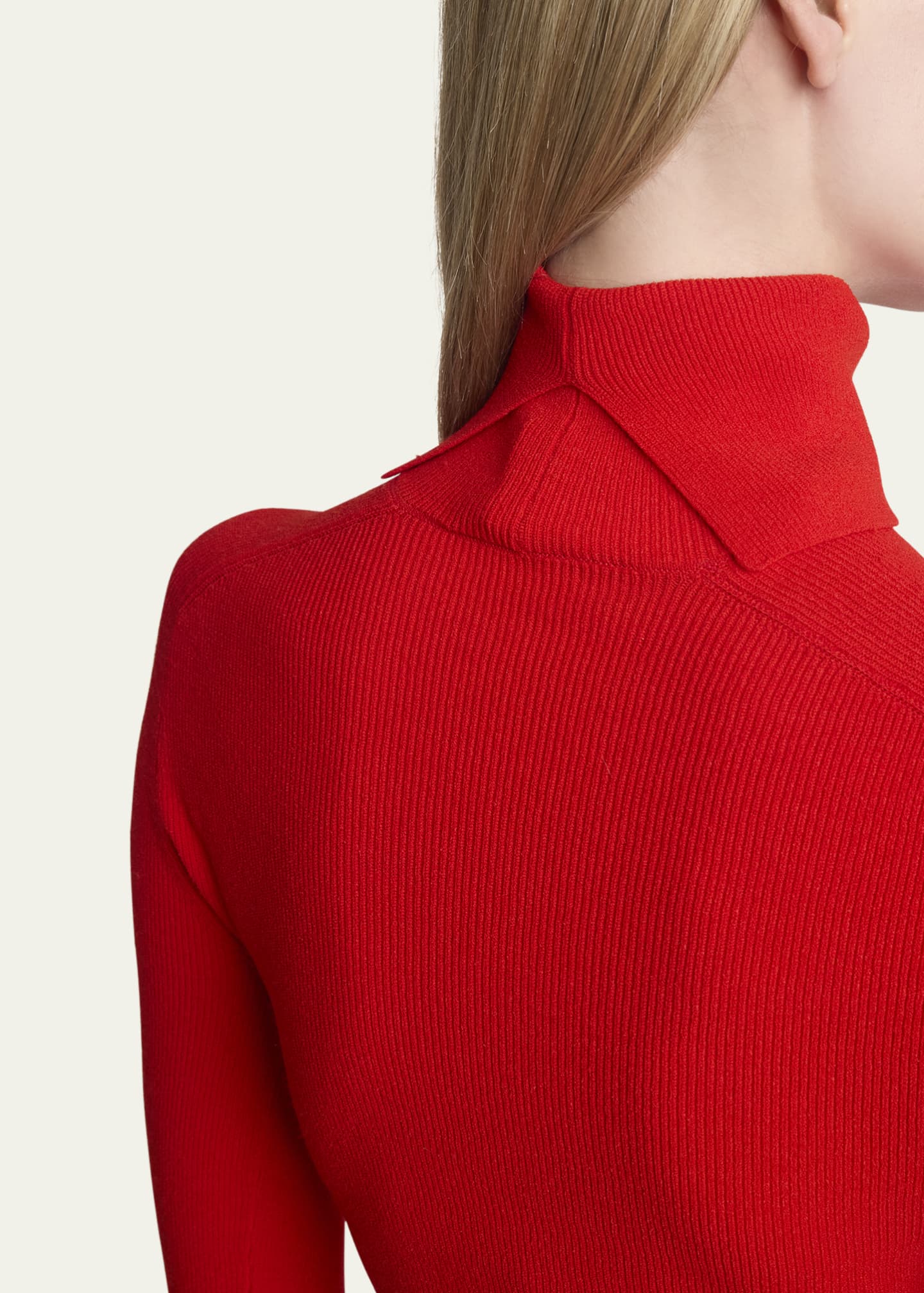 Proenza Schouler Fox Rib-Knit Matte Viscose Turtleneck Top Image 5 of 5