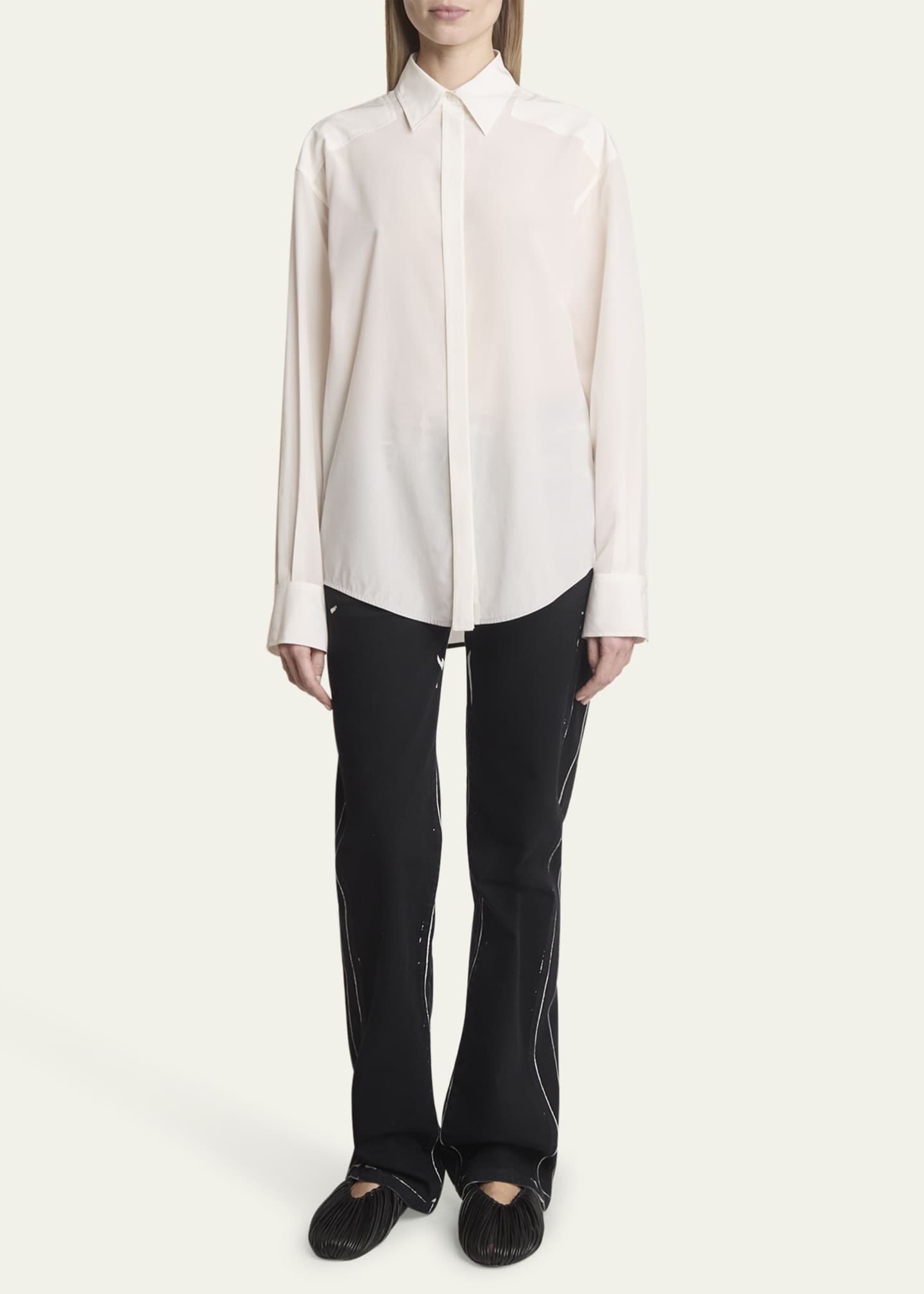 Proenza Schouler Demi Button-Down Stretch Silk Viscose Blouse Image 2 of 5