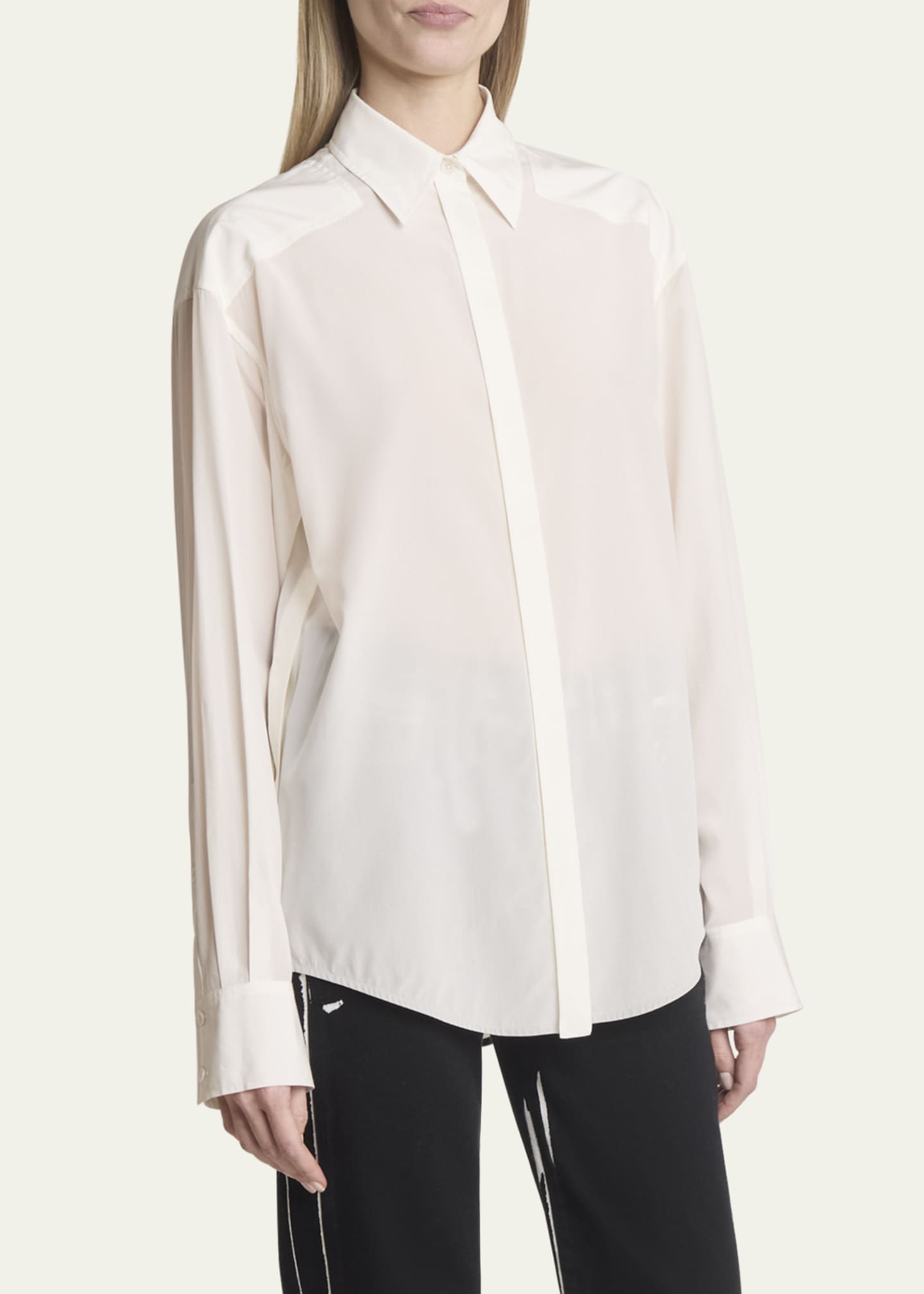 Proenza Schouler Demi Button-Down Stretch Silk Viscose Blouse Image 4 of 5