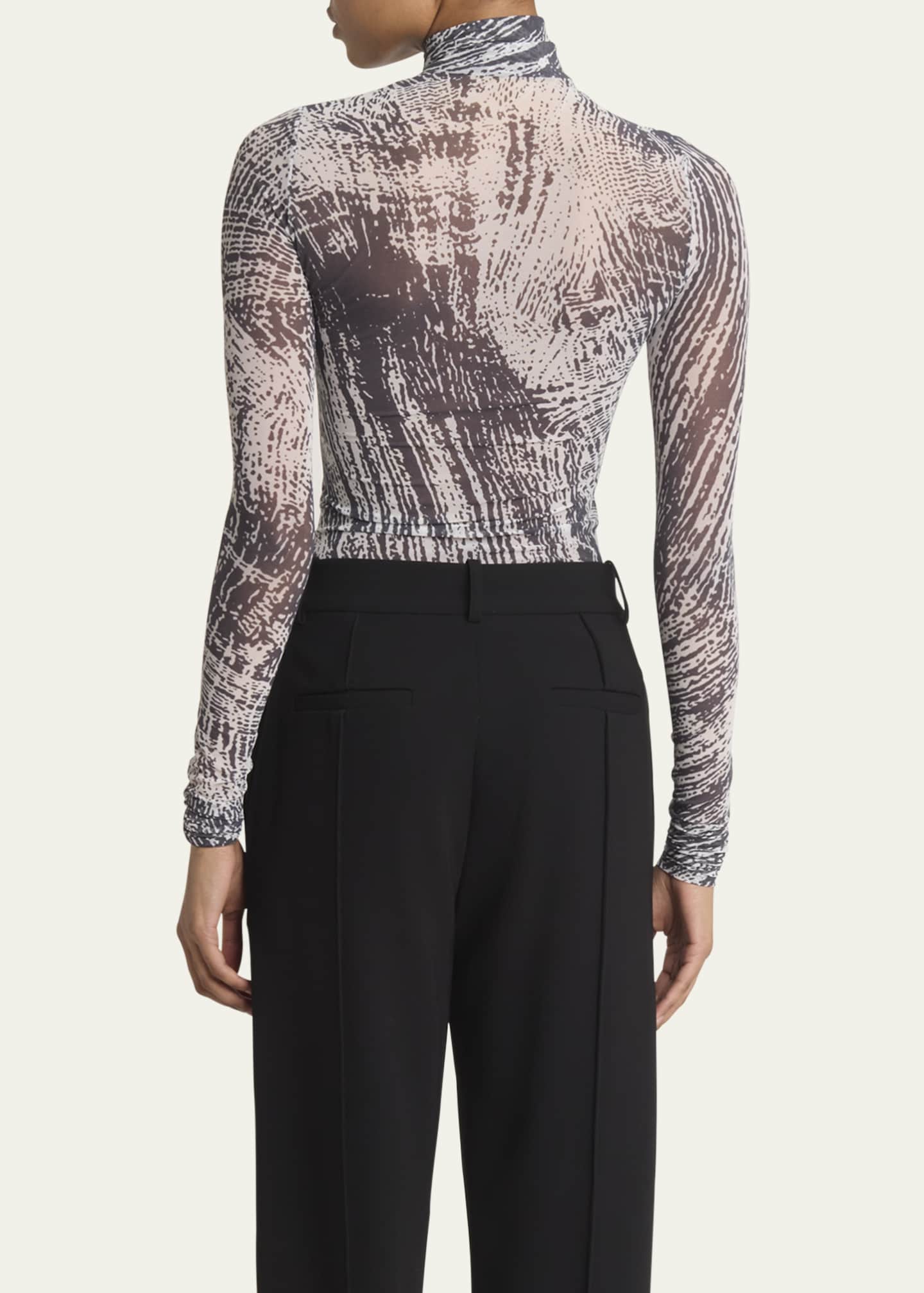 Proenza Schouler Rio Abstract-Print Tulle Jersey Turtleneck Top Image 3 of 5