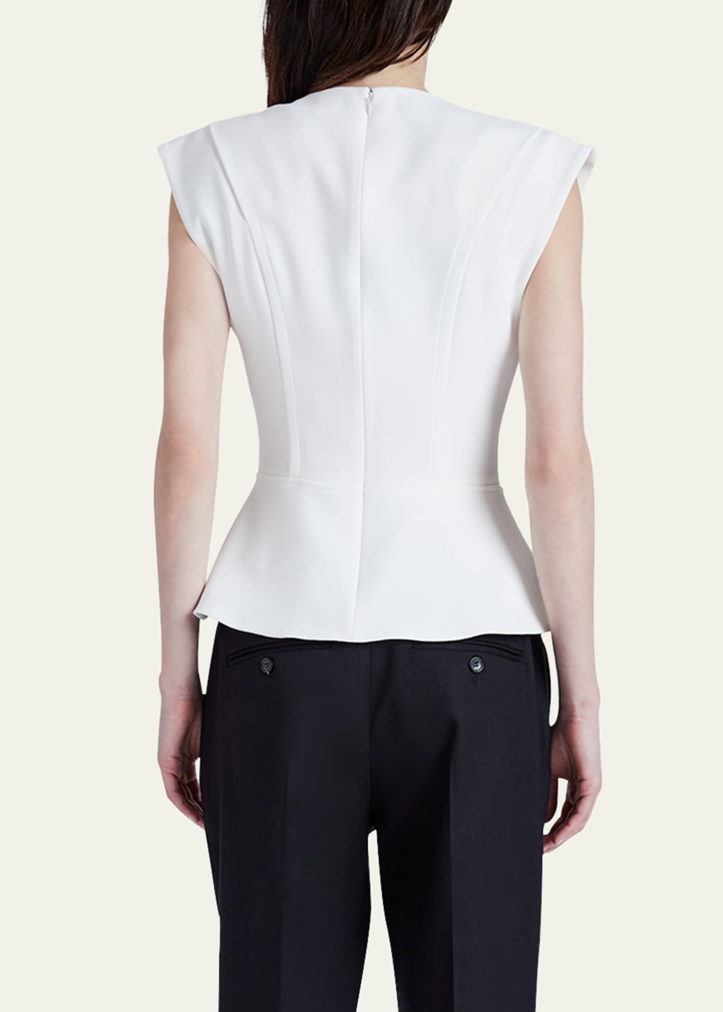 Proenza Schouler Janet Pintuck Deep V-Neck Crepe Top Image 3 of 5