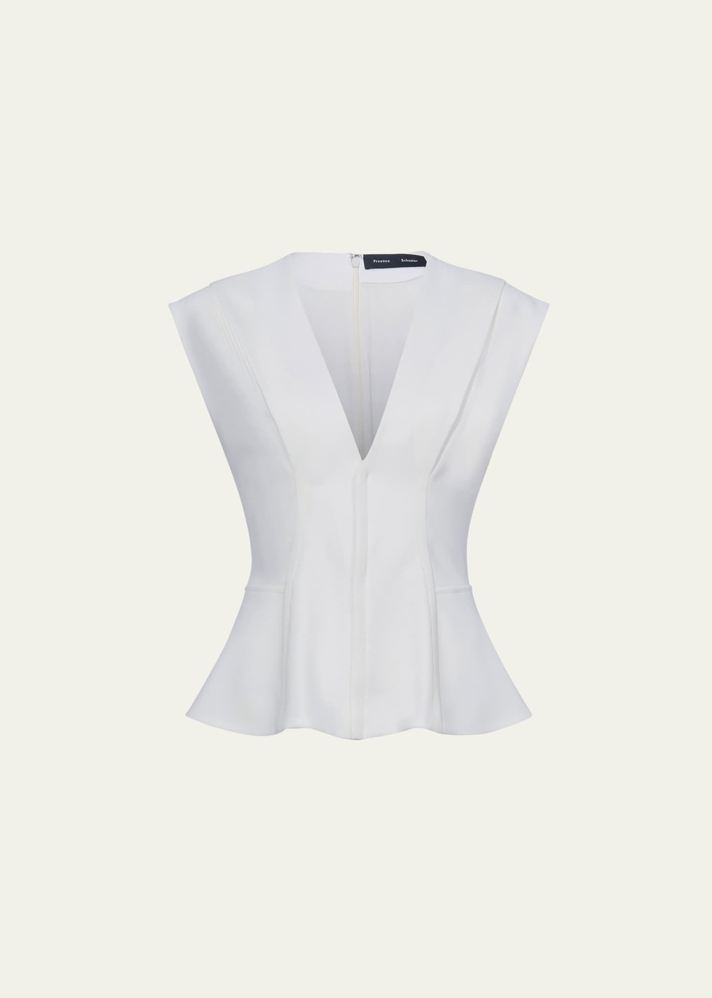 Proenza Schouler Janet Pintuck Deep V-Neck Crepe Top Image 1 of 5