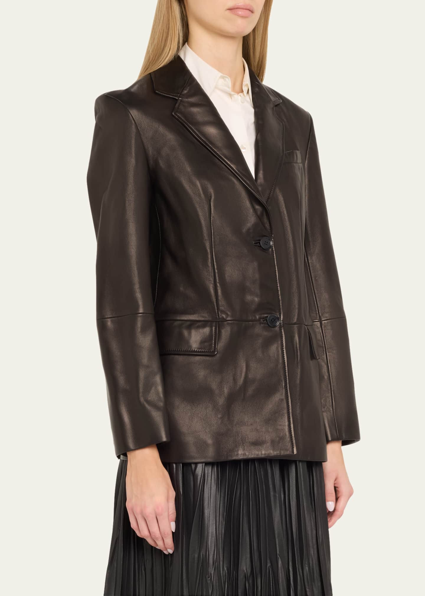 Hayes Open-Front Lambskin Leather Jacket - Thumbnail 4