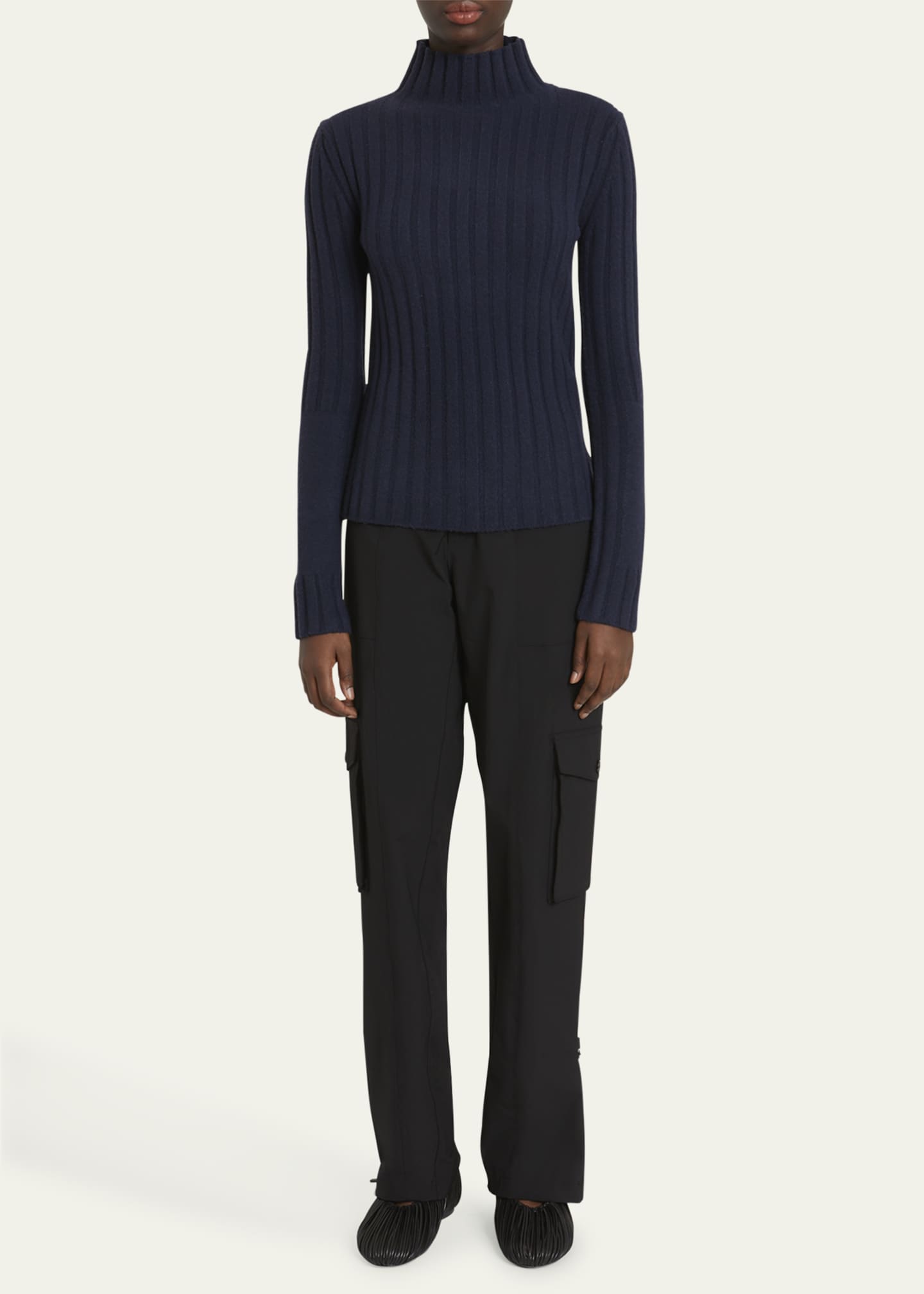 Proenza Schouler Haven Rib-Knit Midweight Cashmere Wool Sweater Image 2 of 5