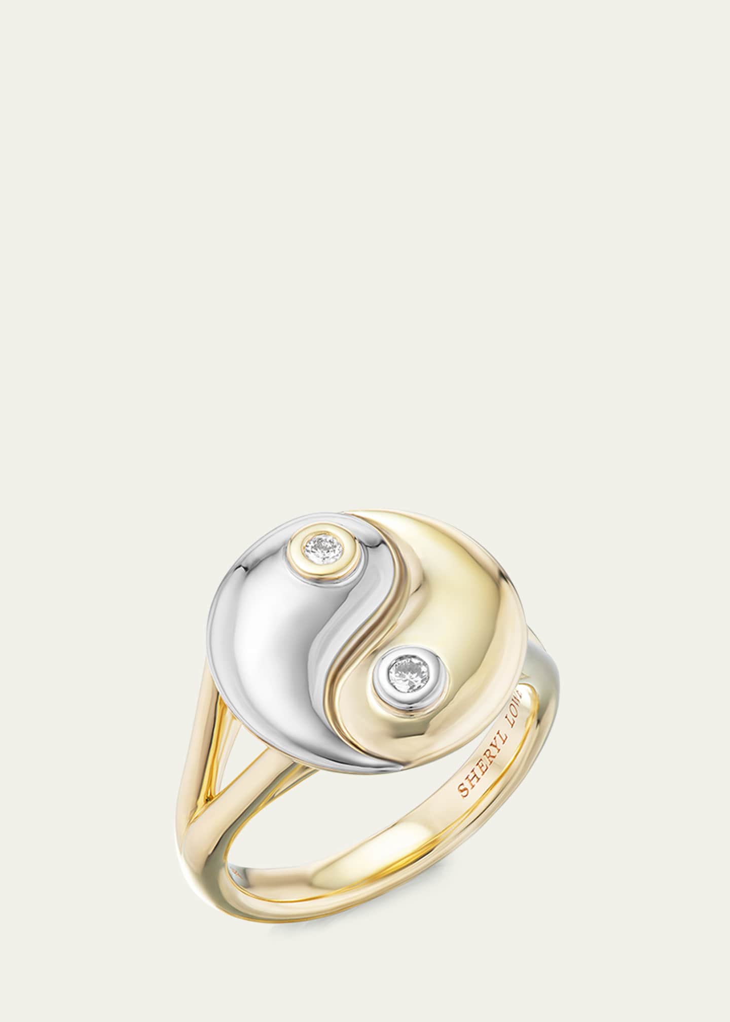 Sheryl Lowe Two Tone Diamond Bezel Yin Yang Ring Image 2 of 2