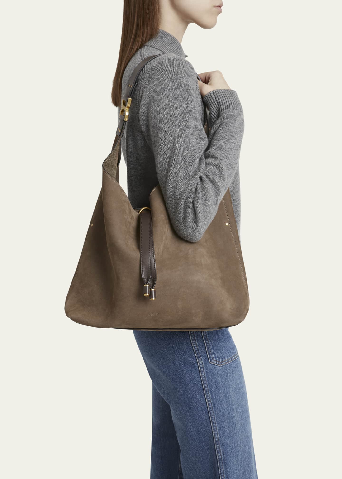 Chloe Marcie Large Hobo Bag in Nubuck Calfskin Bergdorf Goodman