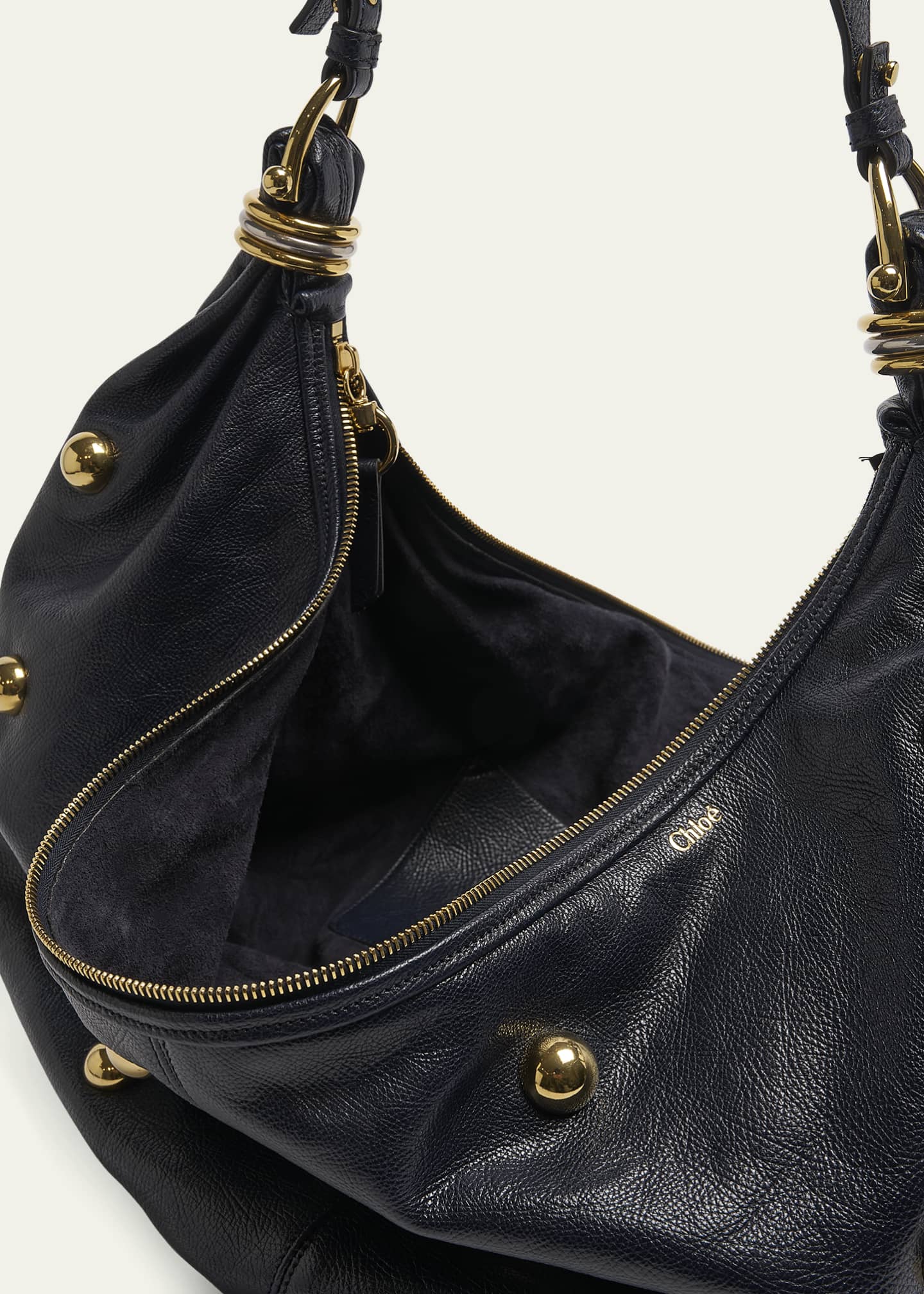 Chloe Bracelet Mini Studded Shoulder Bag in Grained Calfskin Image 4 of 5