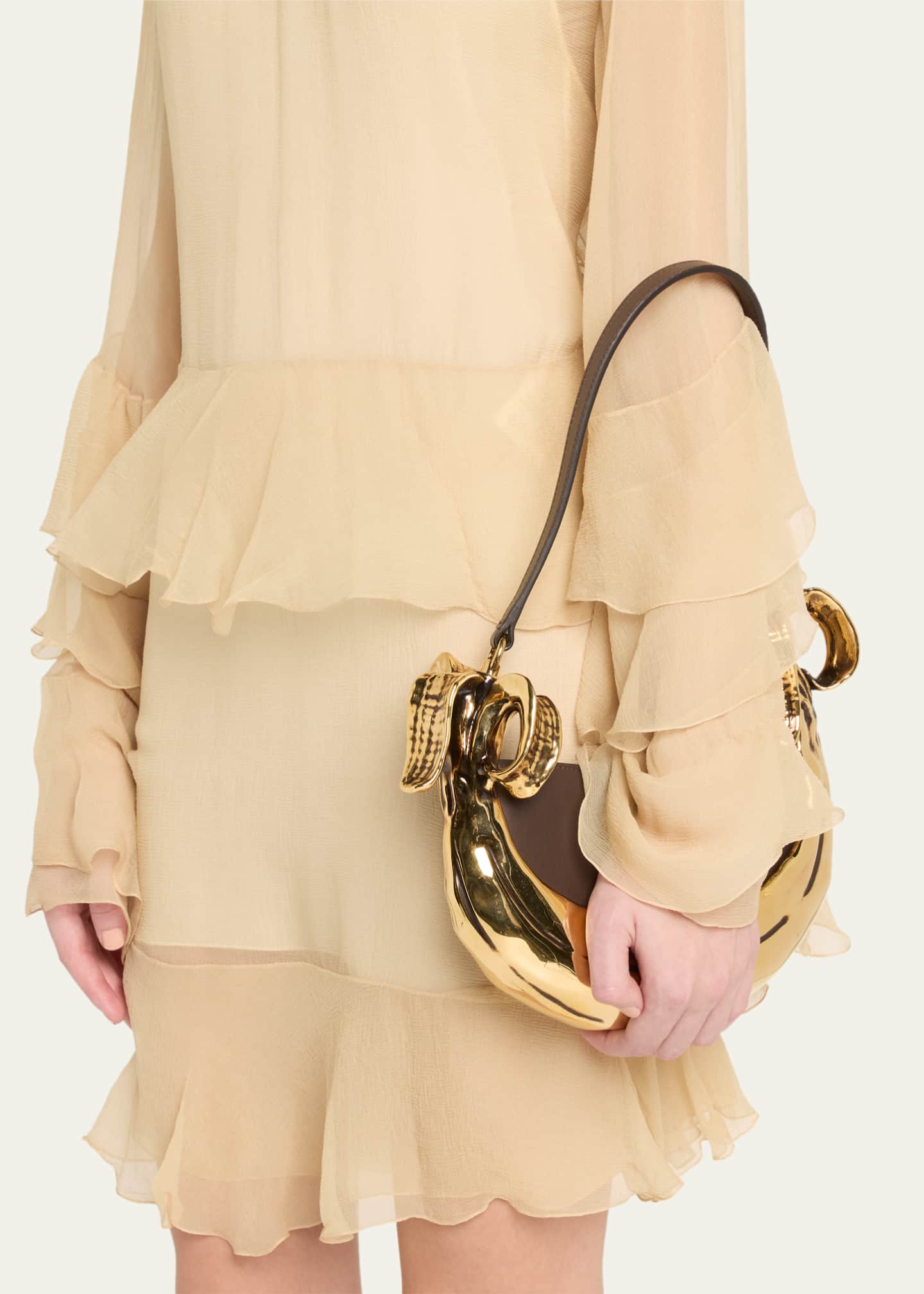 Chloe Bananas Shoulder Bag in Metal and Leather Image 2 of 5
