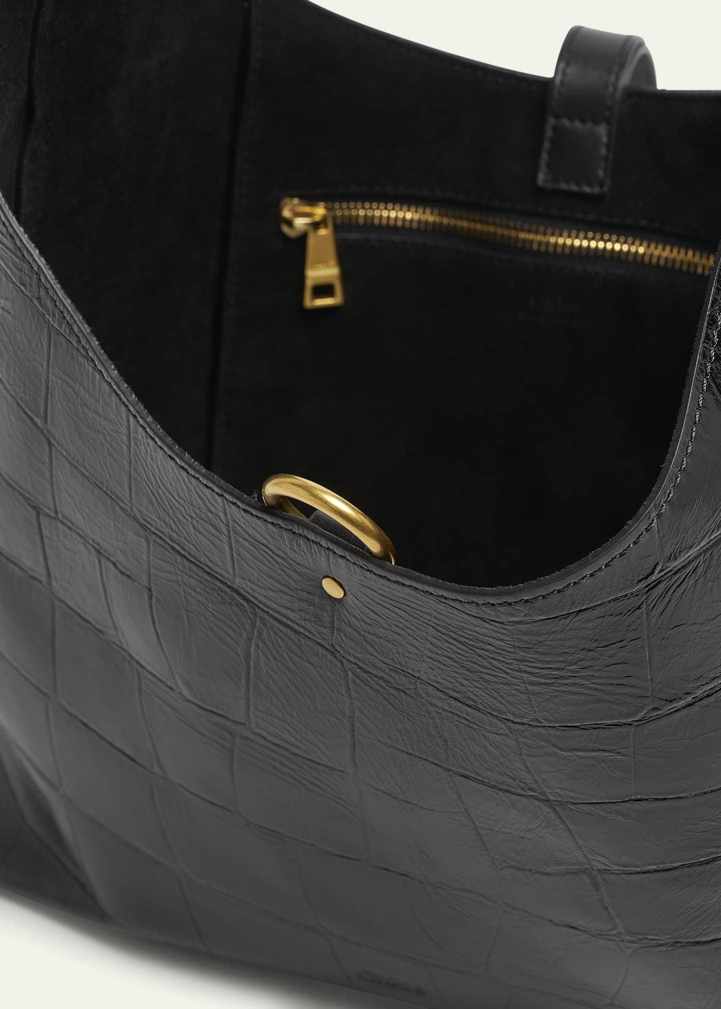 Chloe Marcie Small Hobo Bag in Croc-Embossed Leather Image 4 of 5