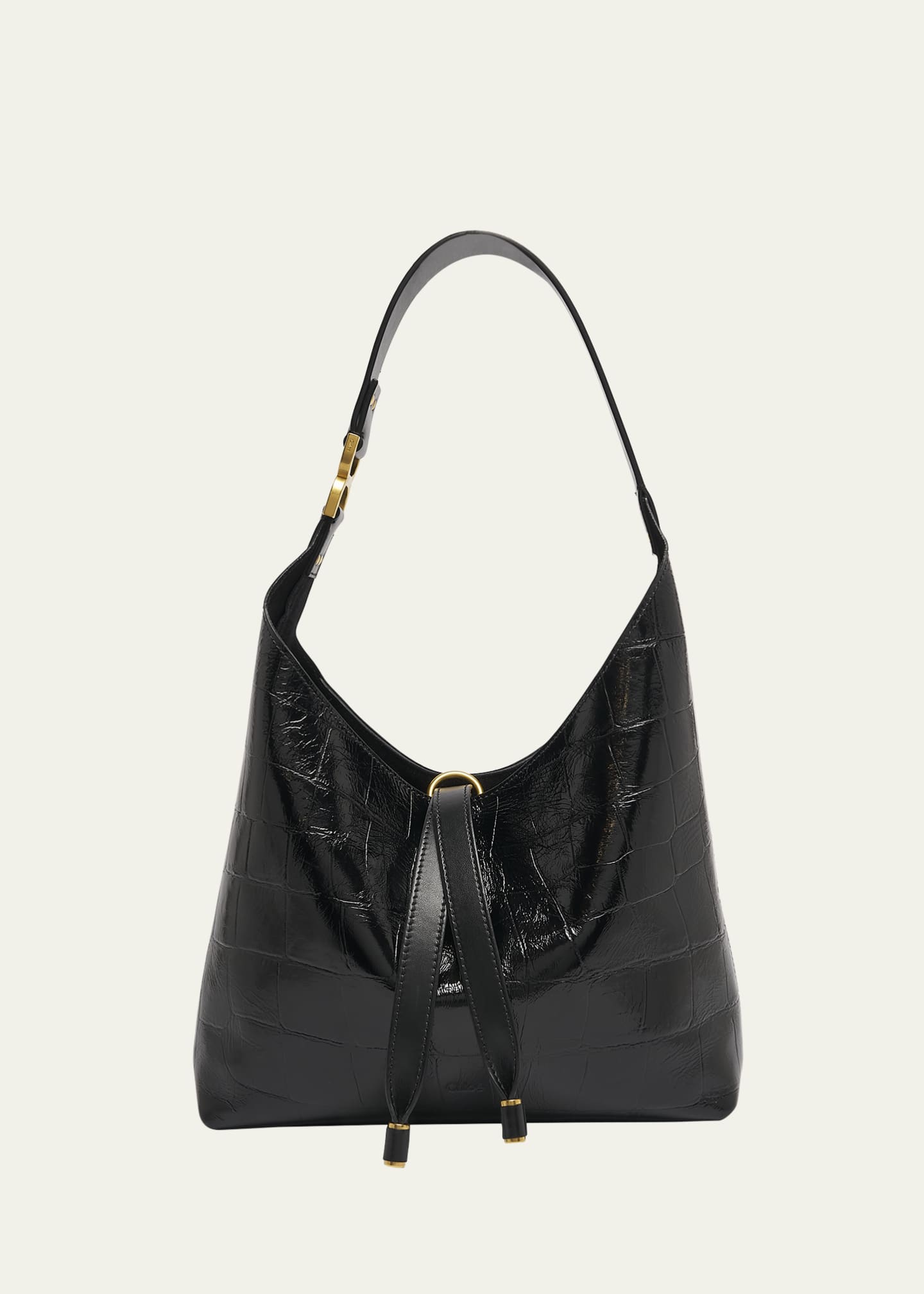 Chloe Marcie Small Hobo Bag in Croc-Embossed Leather Image 1 of 5