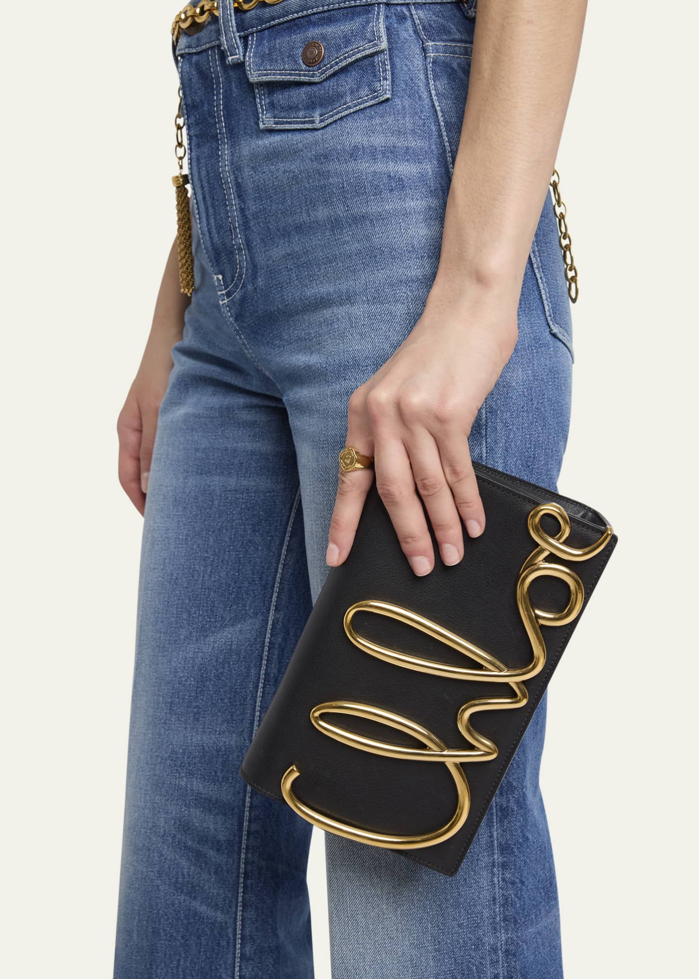 Chloe Metal Logo Crossbody Bag in Smooth Calfskin Image 2 of 5