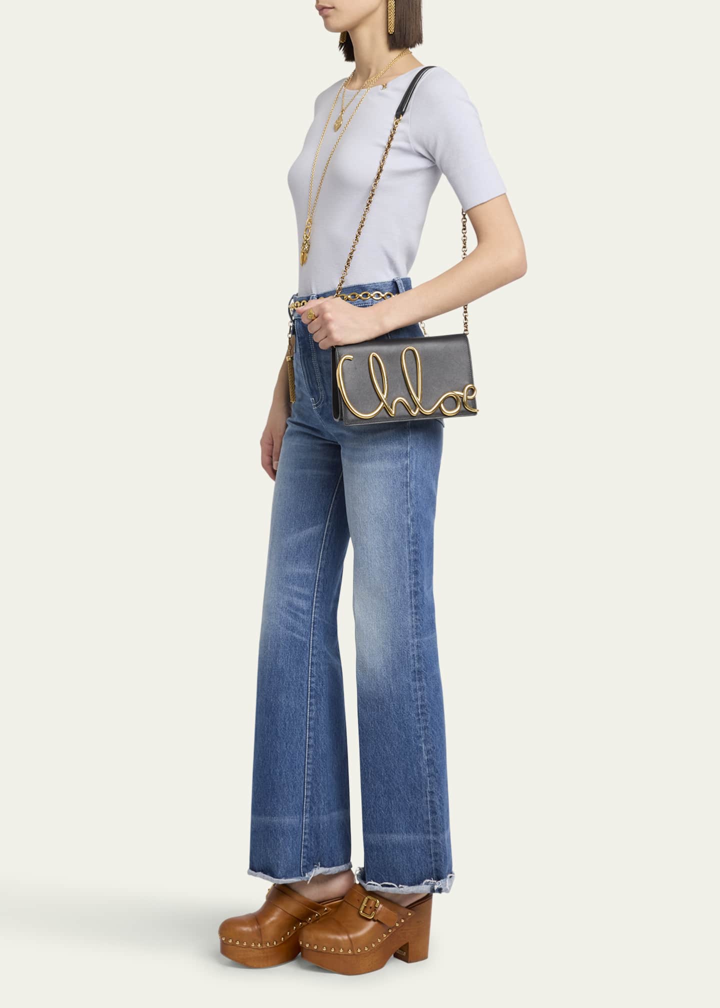 Chloe Metal Logo Crossbody Bag in Smooth Calfskin Image 5 of 5