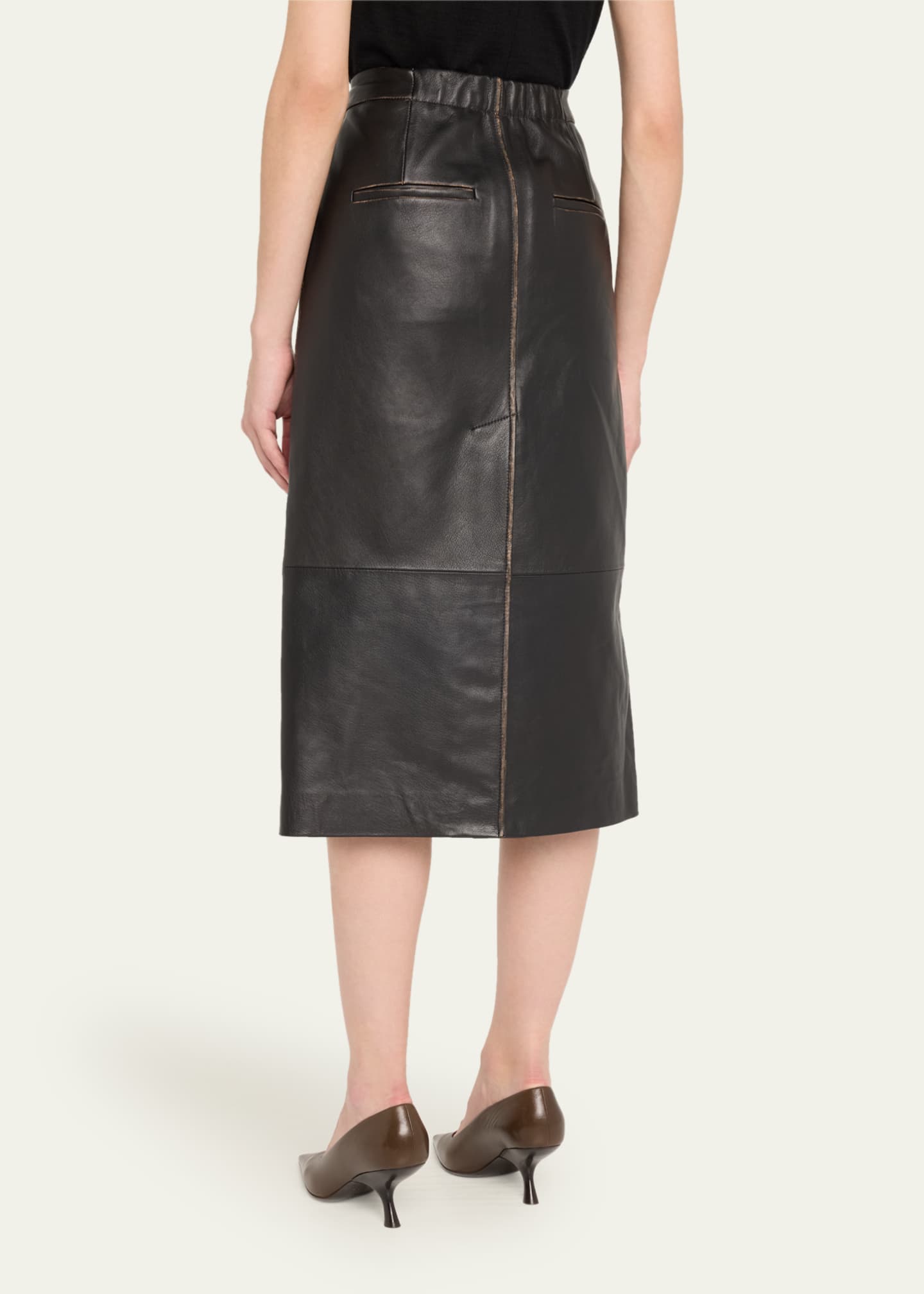 Vince A-Line Leather Midi Skirt Image 3 of 5