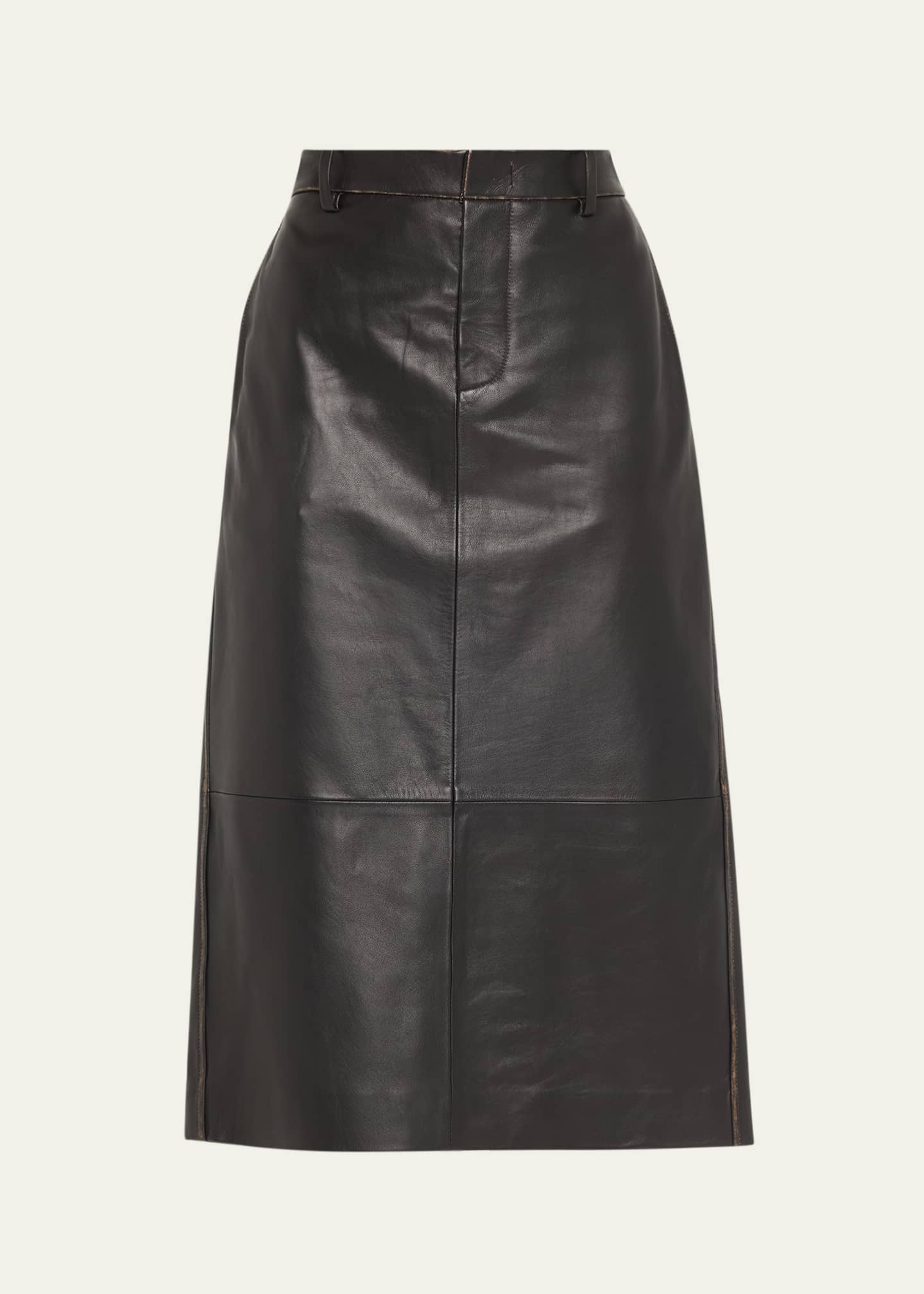 Vince A-Line Leather Midi Skirt Image 1 of 5