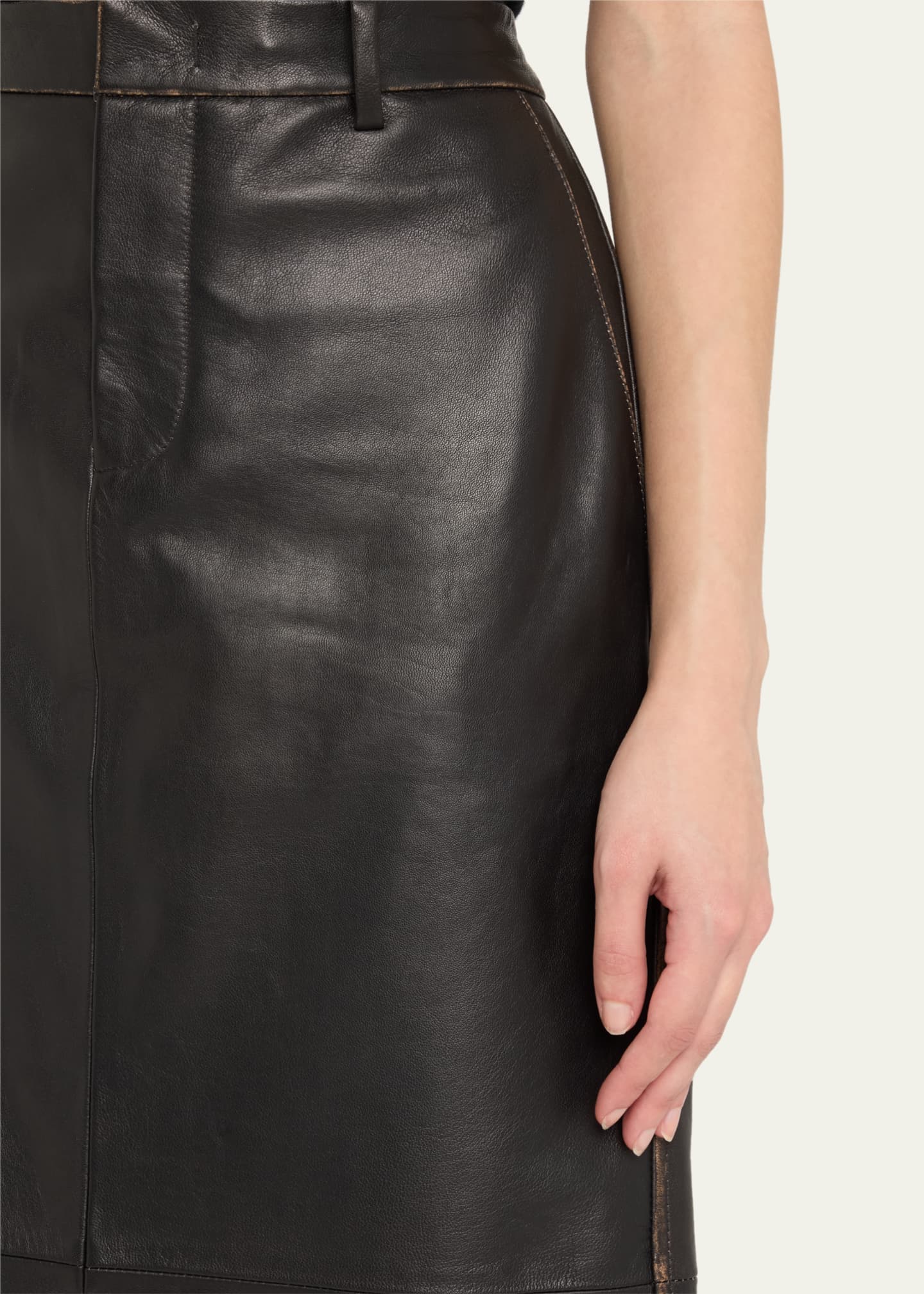 Vince A-Line Leather Midi Skirt Image 5 of 5