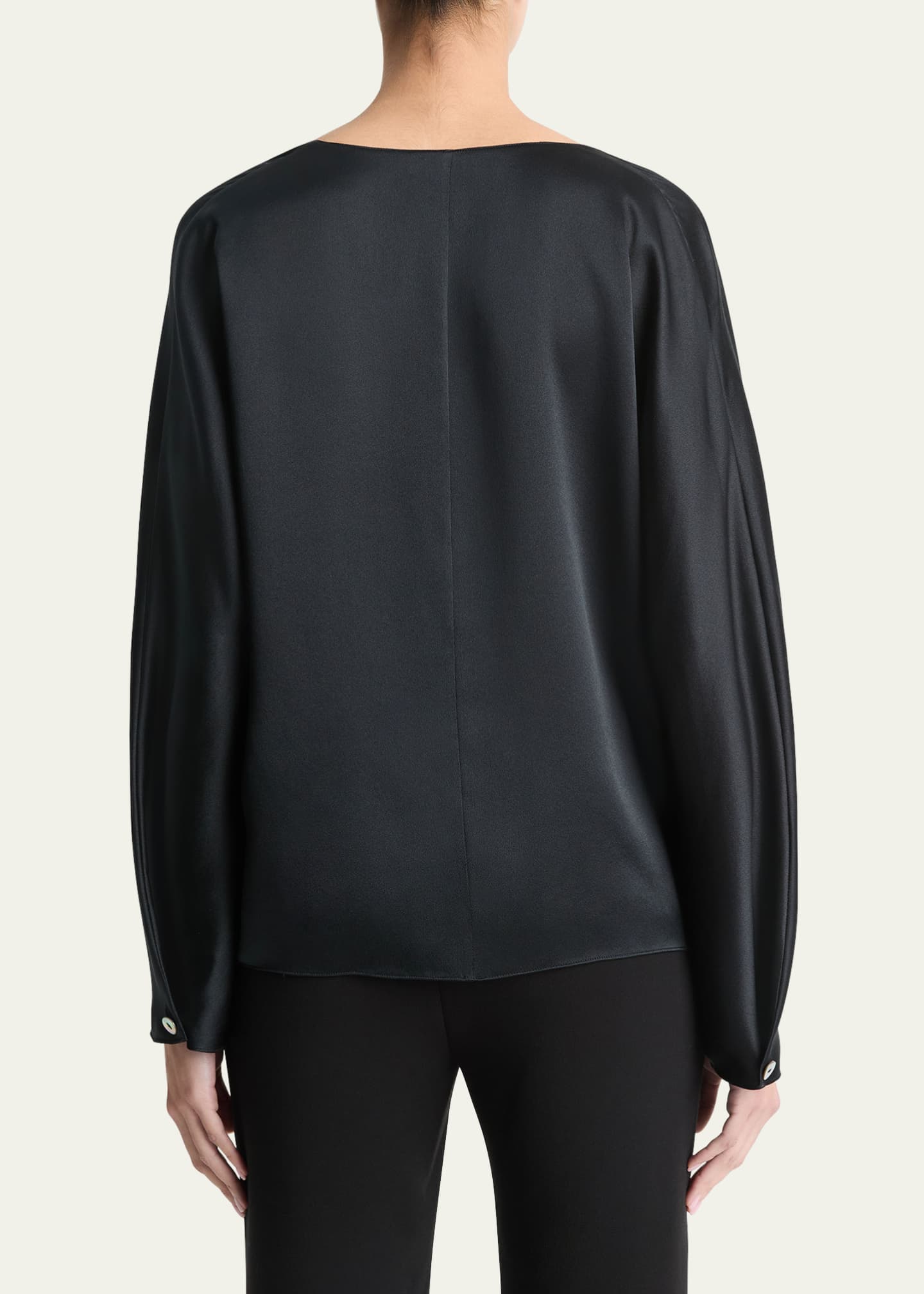 Vince Long-Sleeve V-Neck Pearl Blouse Image 3 of 5