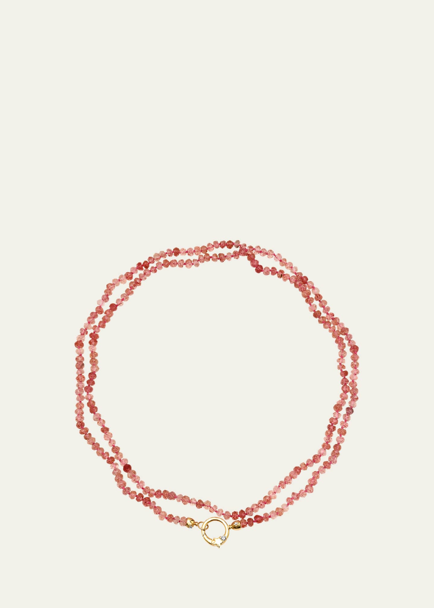 Andrea Fohrman 10K Yellow Gold Shooting Star Strawberry Quartz Wrap Choker 28" Image 1 of 2