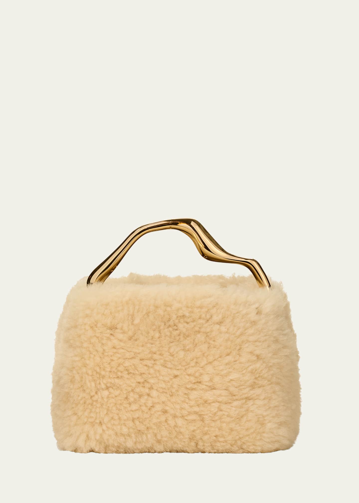 Cult Gaia Solene Mini Sheep Shearling Fur Top-Handle Bag