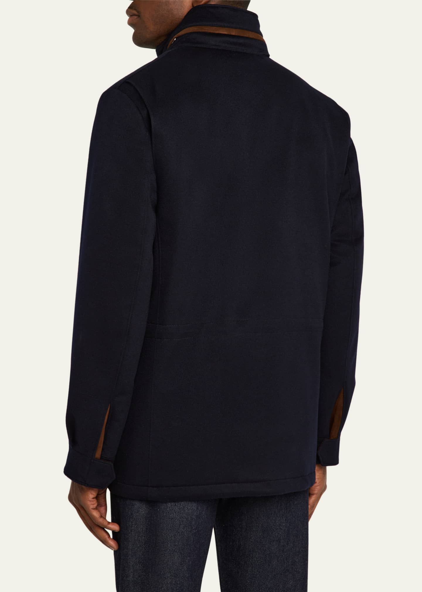 Loro Piana Men's Traveller Cashmere Full-Zip Field Jacket Image 3 of 5
