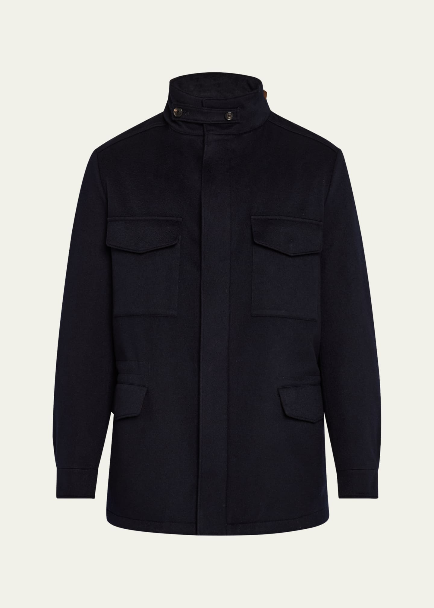 Loro Piana Men's Traveller Cashmere Full-Zip Field Jacket Image 1 of 5
