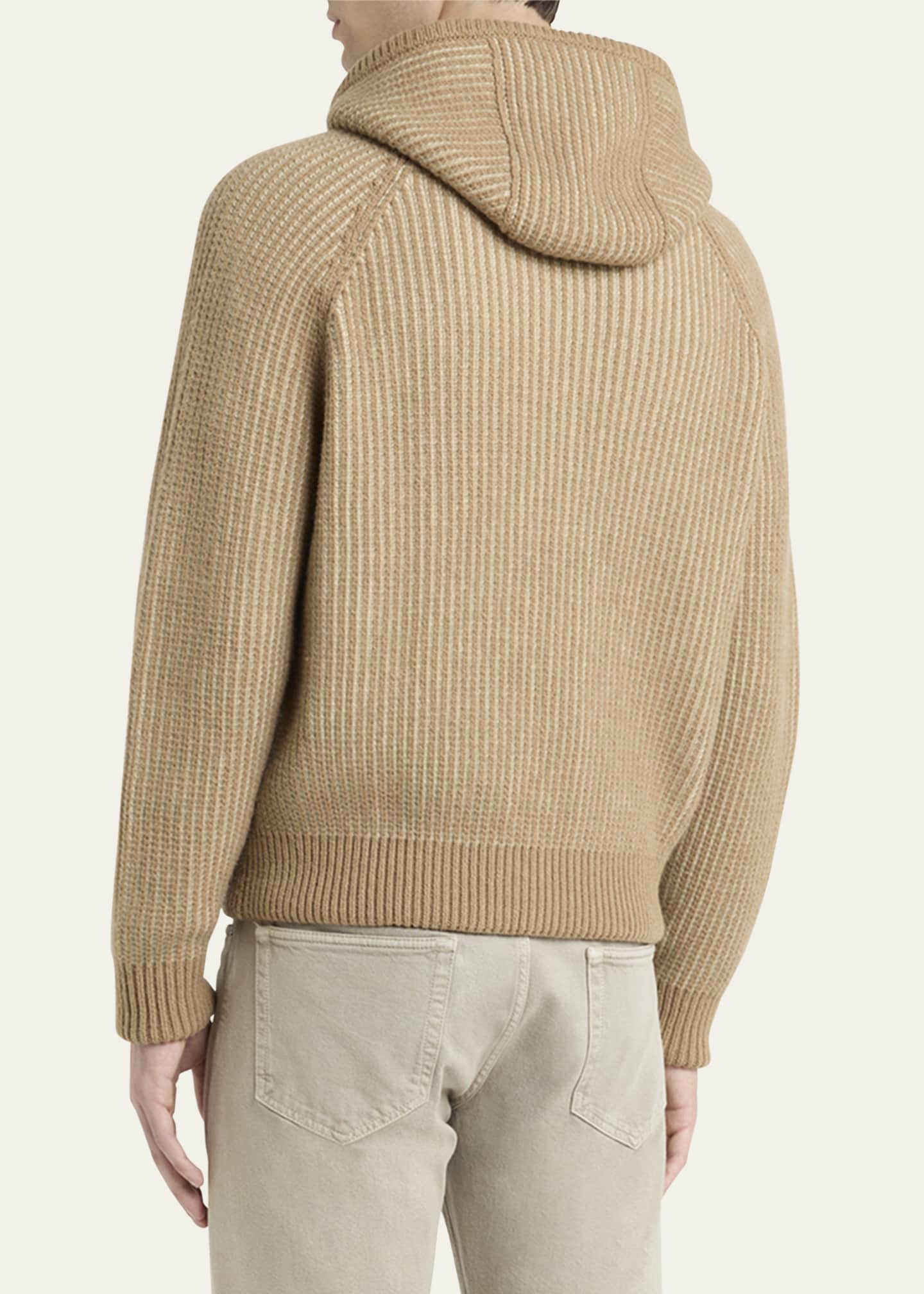 Loro Piana Men's Hooded Cashmere Bomber Sweater Image 3 of 5