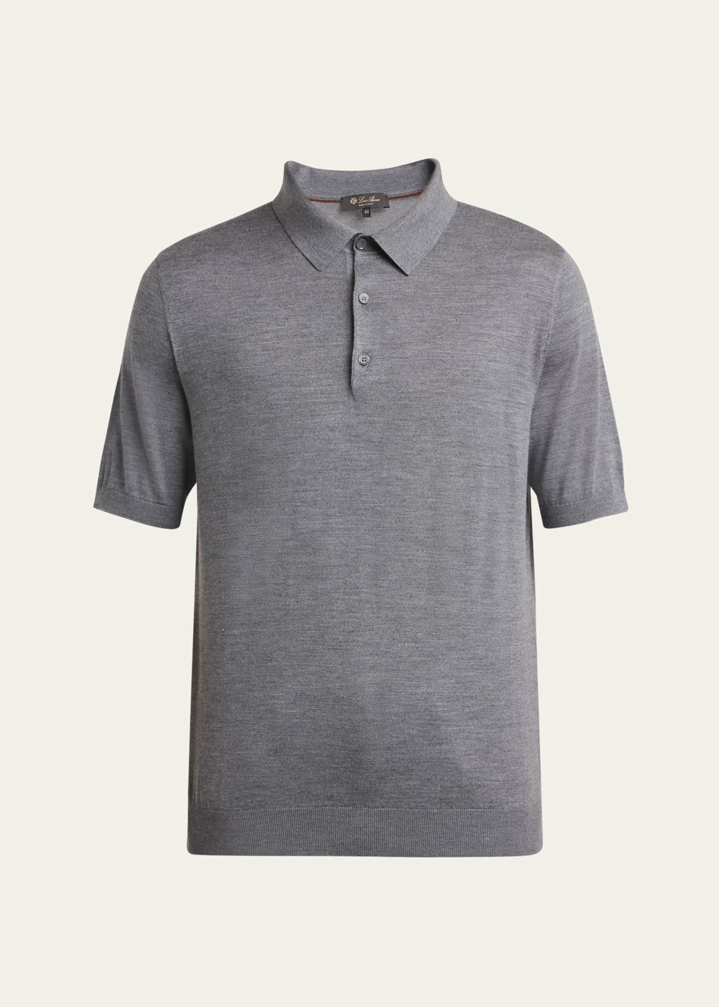 Loro Piana Men's Sottile Short-Sleeve Polo Sweater Image 1 of 5