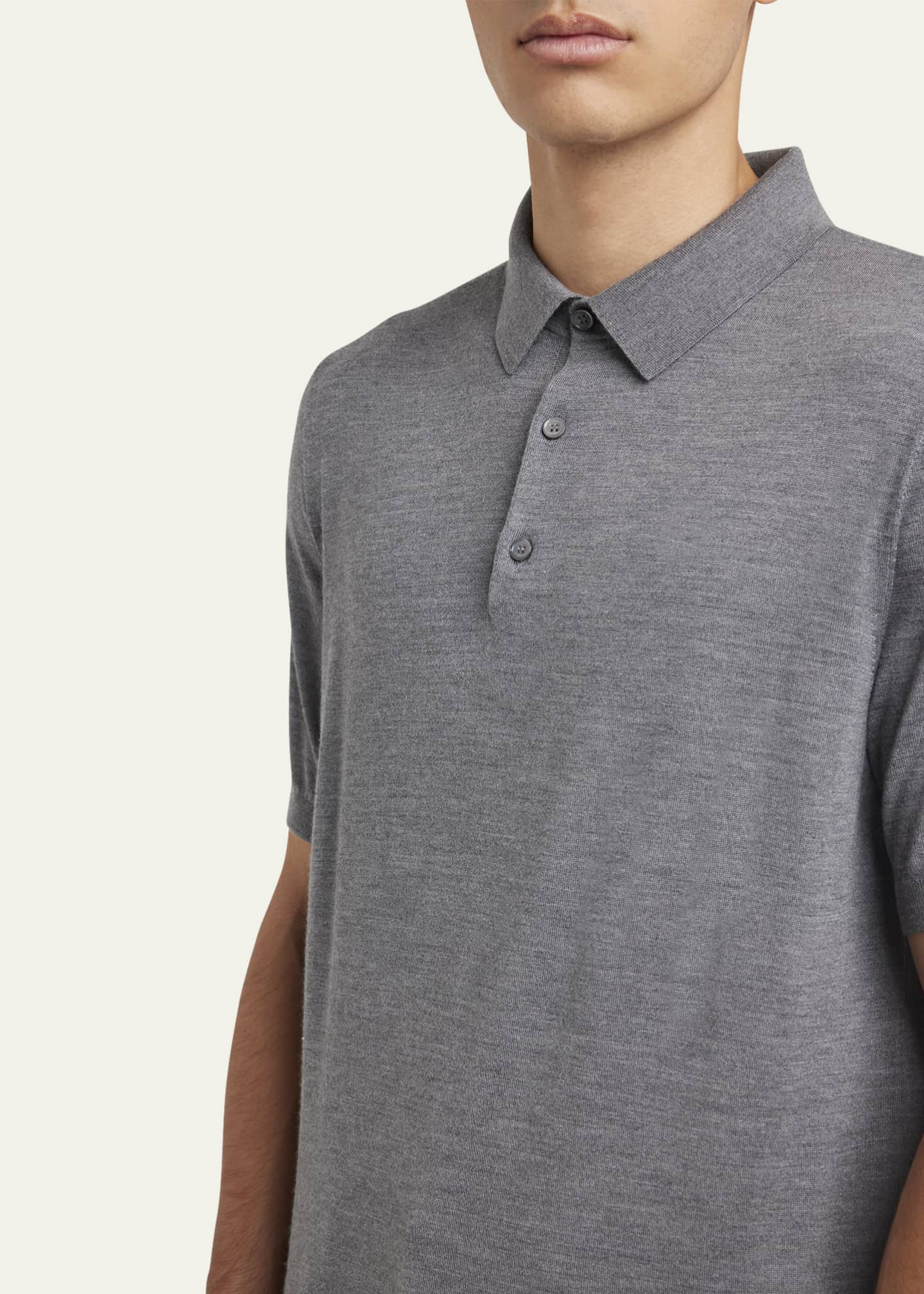 Loro Piana Men's Sottile Short-Sleeve Polo Sweater Image 5 of 5