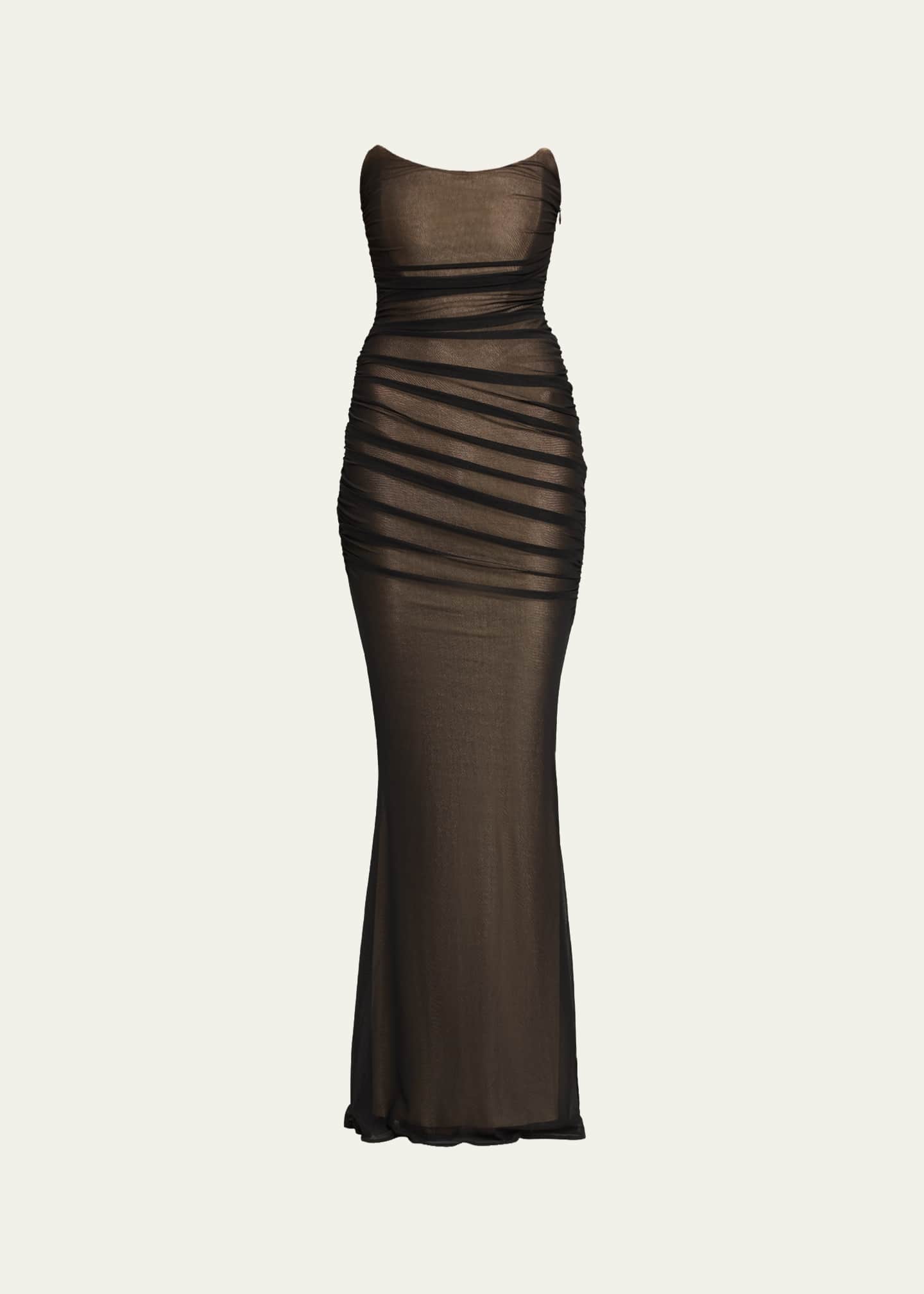 Retrofete Ford Strapless Ruched Maxi Dress Image 1 of 5