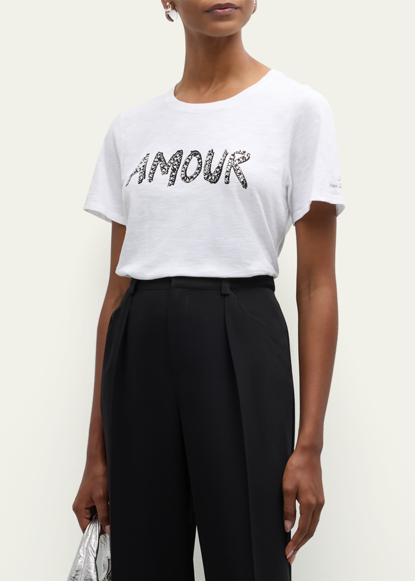 Cinq a Sept Rhinestone Amour Shrunken Tee Image 4 of 5