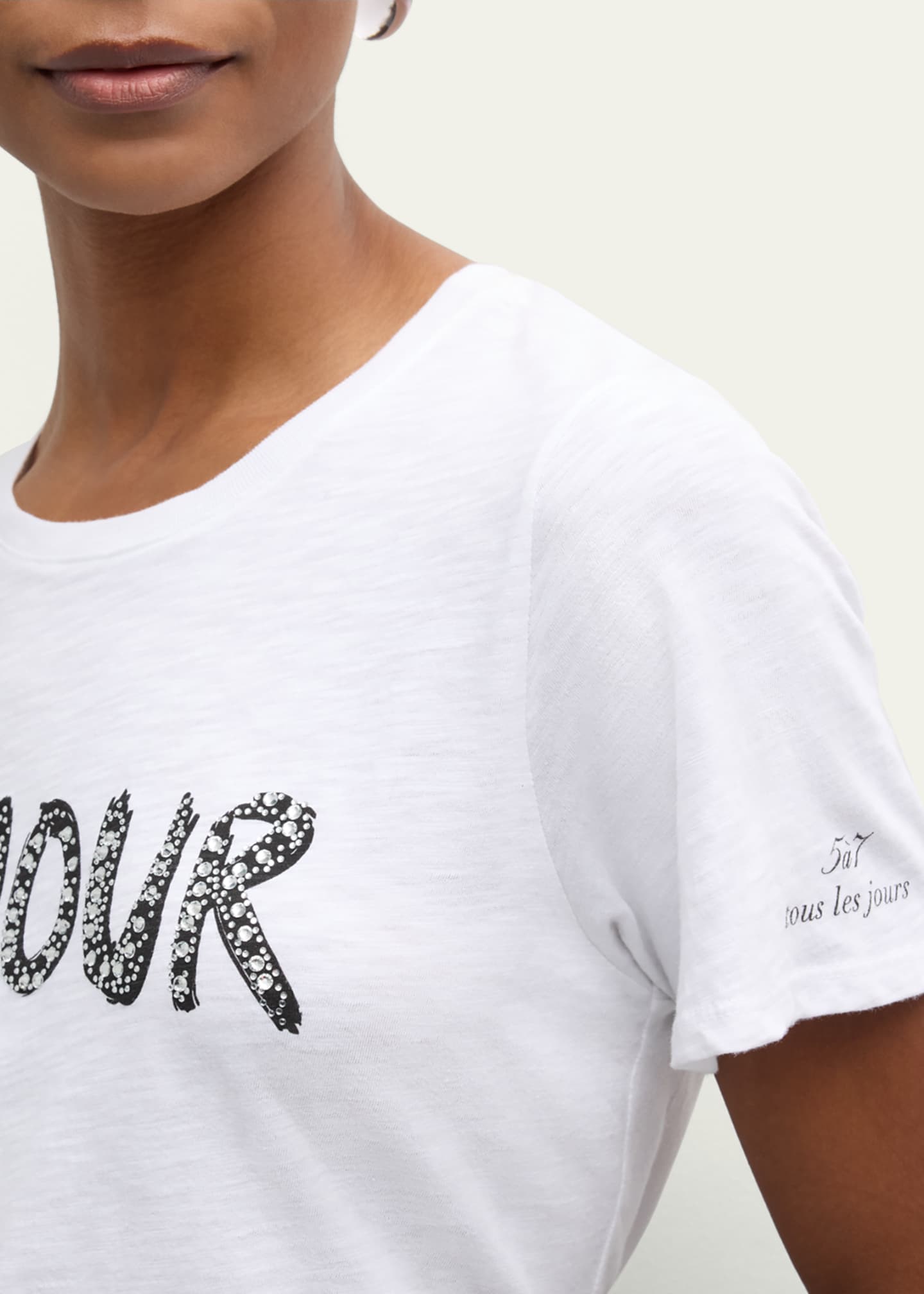 Cinq a Sept Rhinestone Amour Shrunken Tee Image 5 of 5