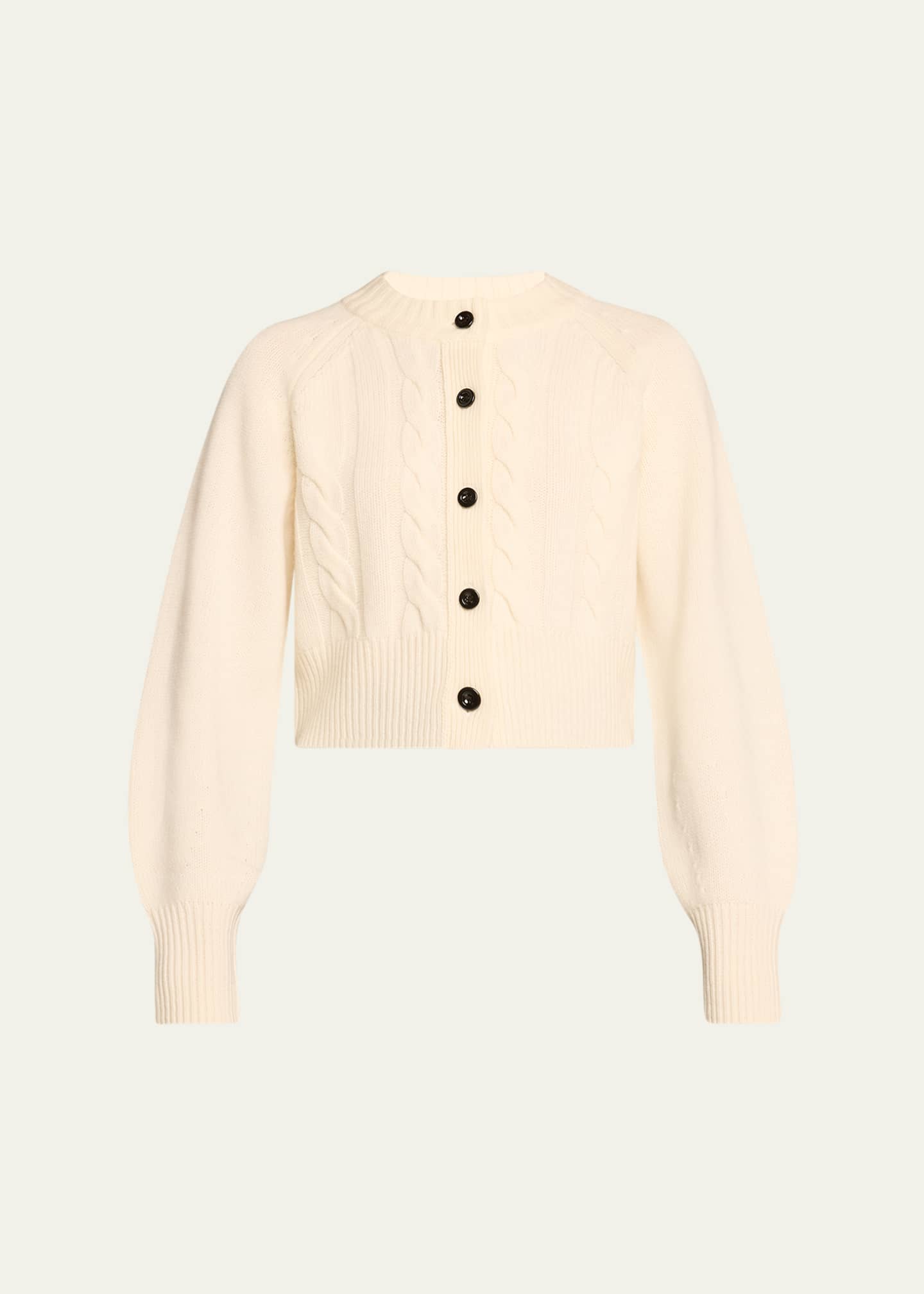 Rita Cropped Wool and Cashmere Cable-Knit Cardigan - Thumbnail 1