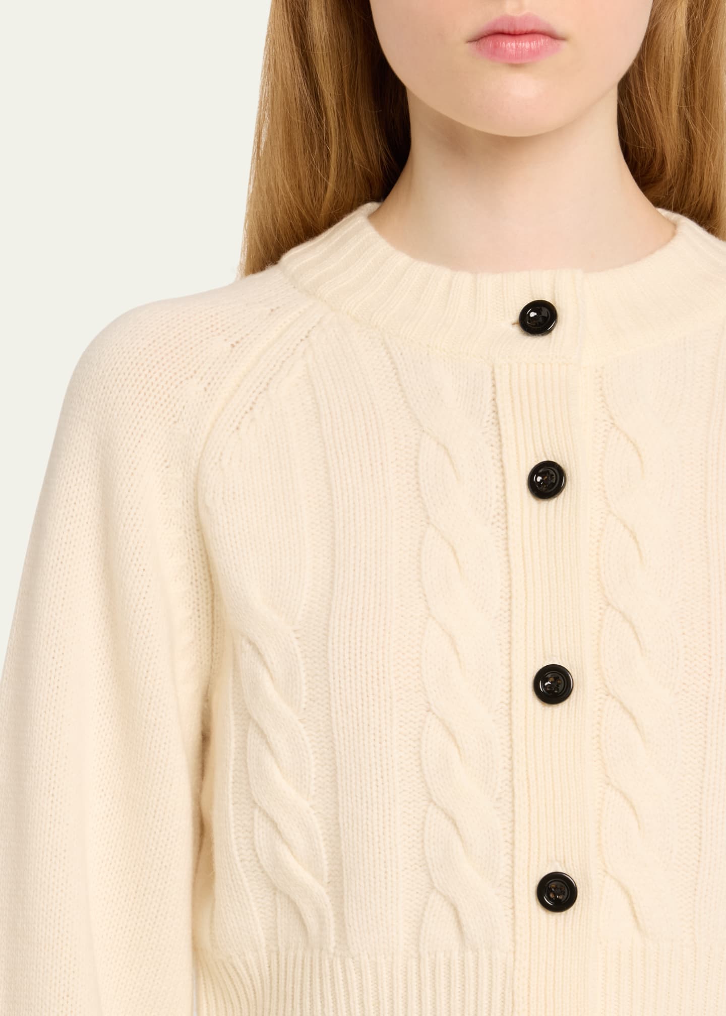 Rita Cropped Wool and Cashmere Cable-Knit Cardigan - Thumbnail 5