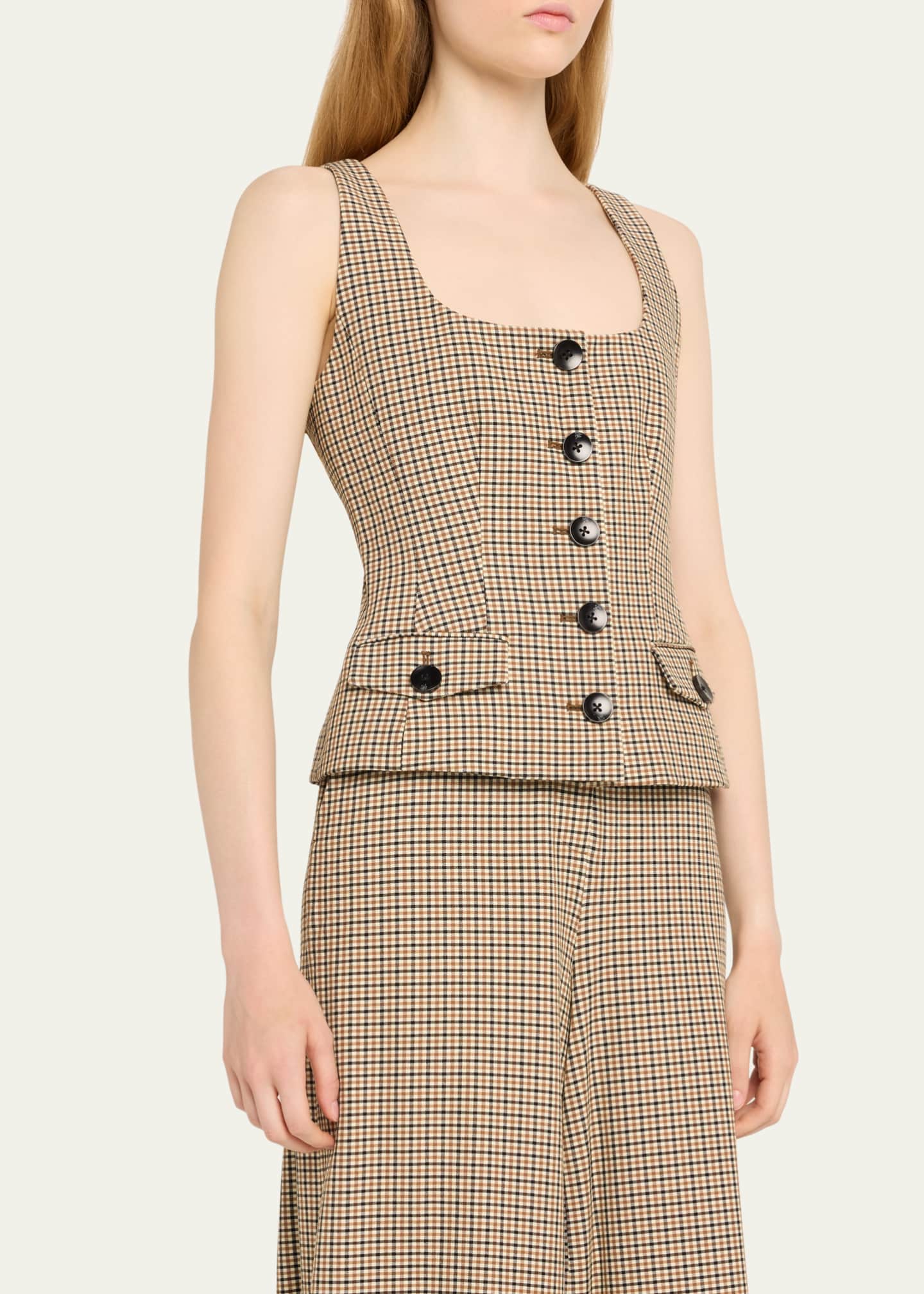 Toccin Georgia Plaid Scoop-Neck Vest Image 4 of 5