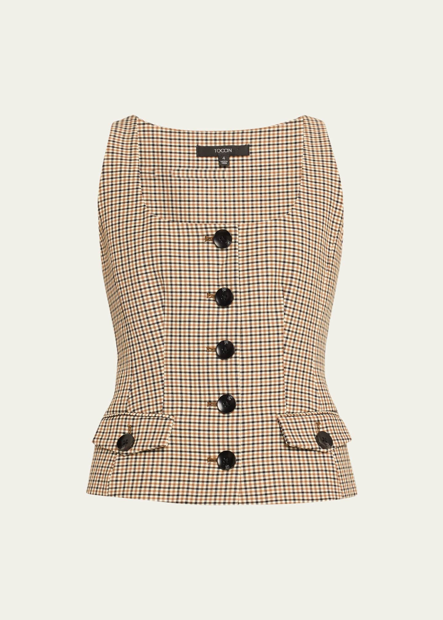 Toccin Georgia Plaid Scoop-Neck Vest Image 1 of 5