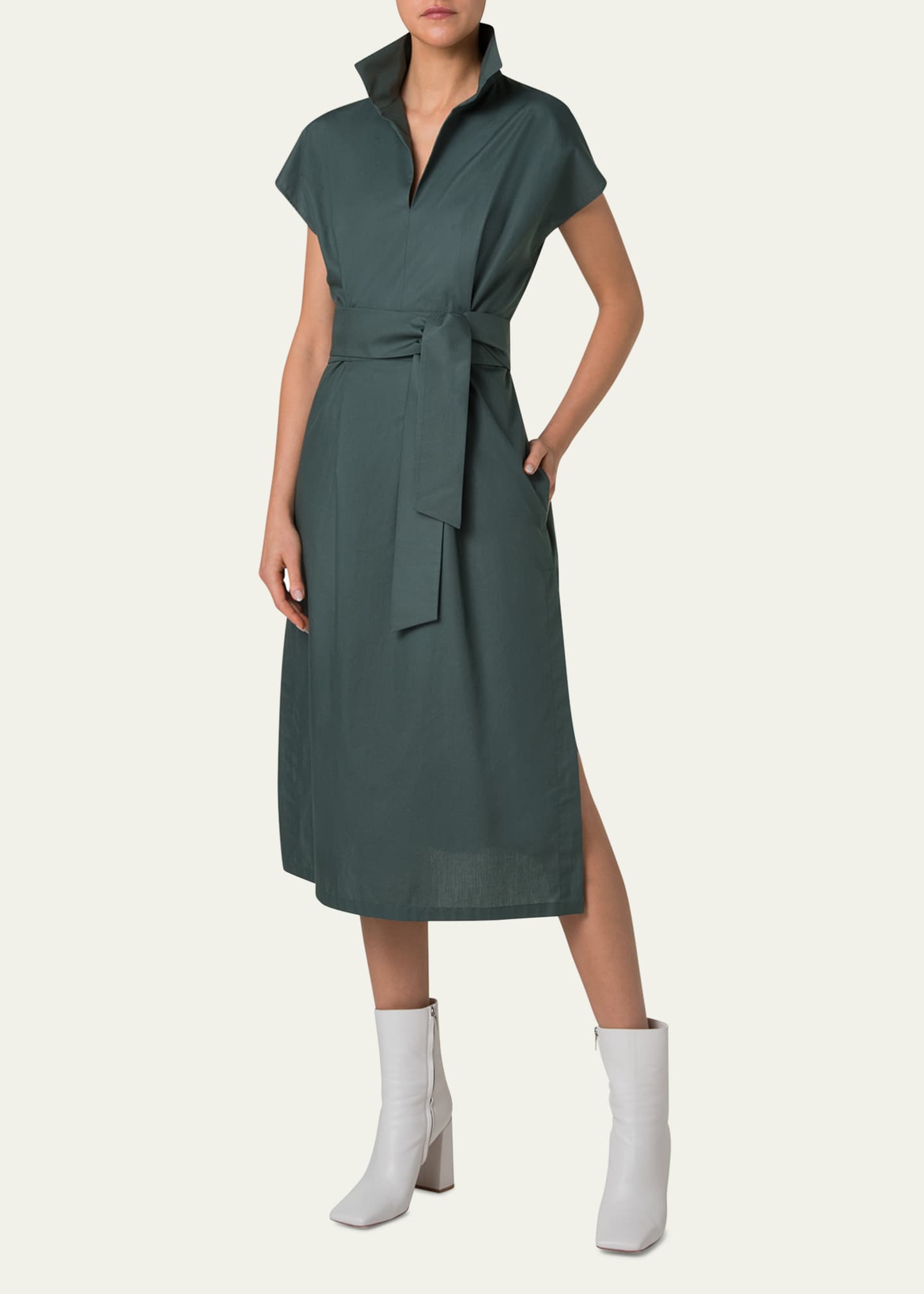 Akris Cotton Poplin Midi Shirtdress Image 2 of 5
