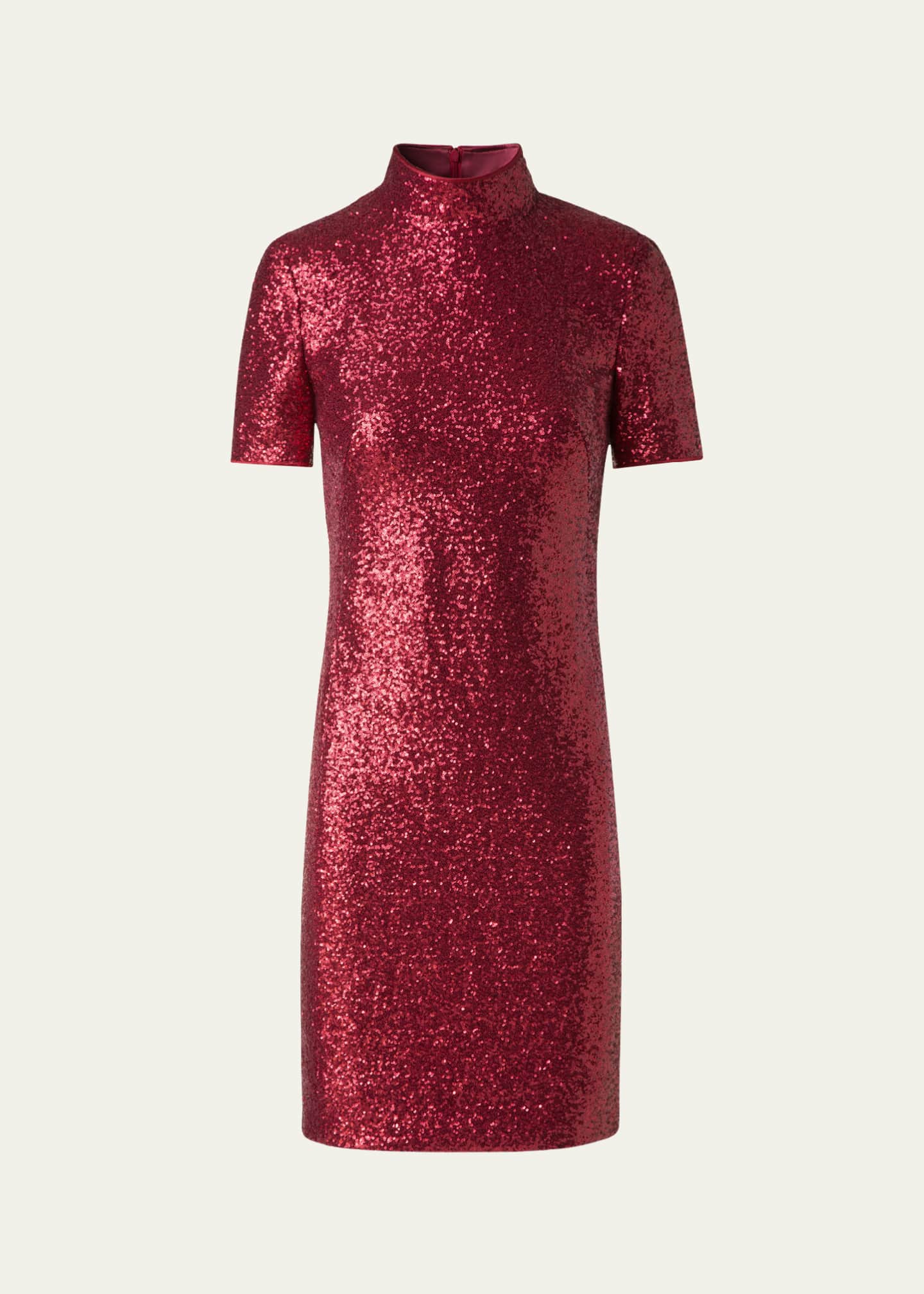 Sequined High-Neck Mini Dress