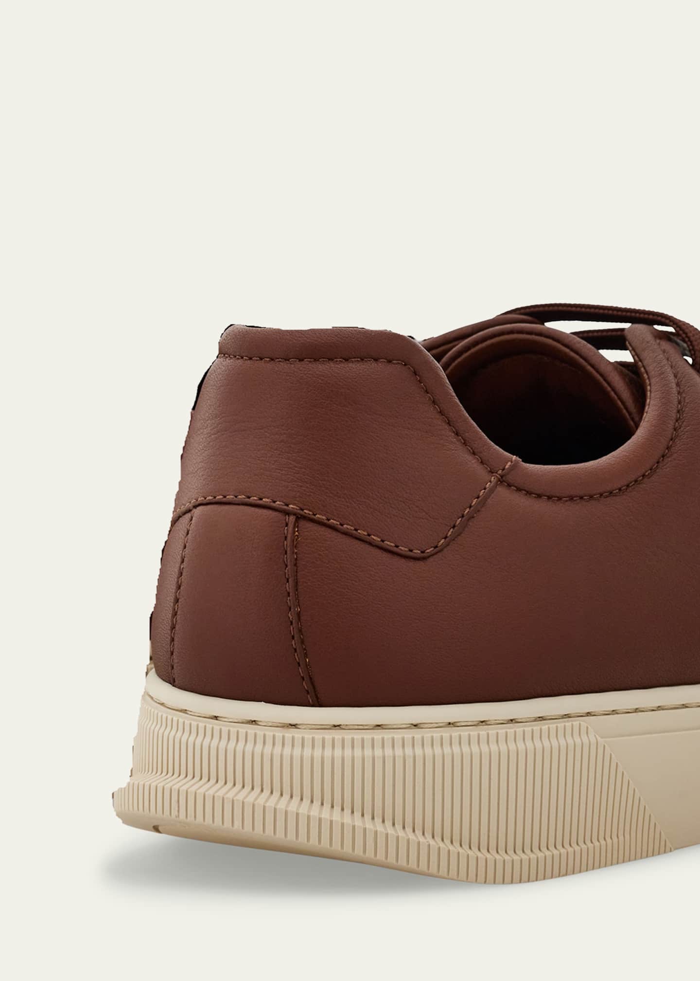 Ferragamo Men's Bruce Deerskin Leather Low-Top Sneakers Image 2 of 3