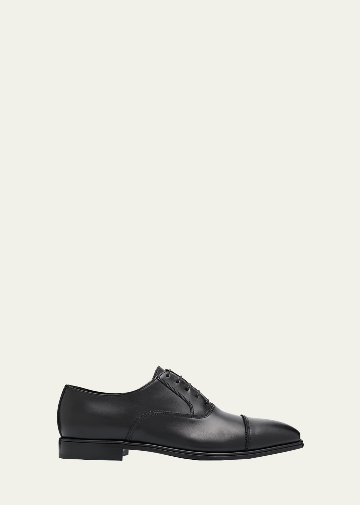 Men's Boston Brogue Leather Cap-Toe Oxfords