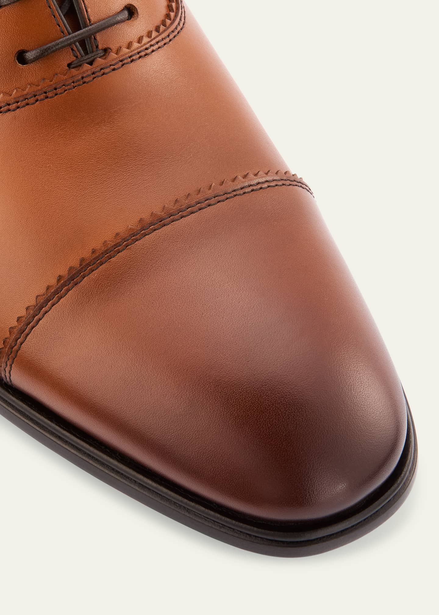 Ferragamo Men's Boston Brogue Leather Cap-Toe Oxfords Image 3 of 4