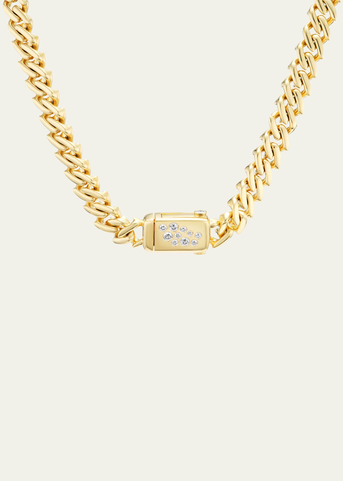 Uniform Object 18K Yellow Gold Curb Chain Necklace with Diamonds, 17"L Image 2 of 2