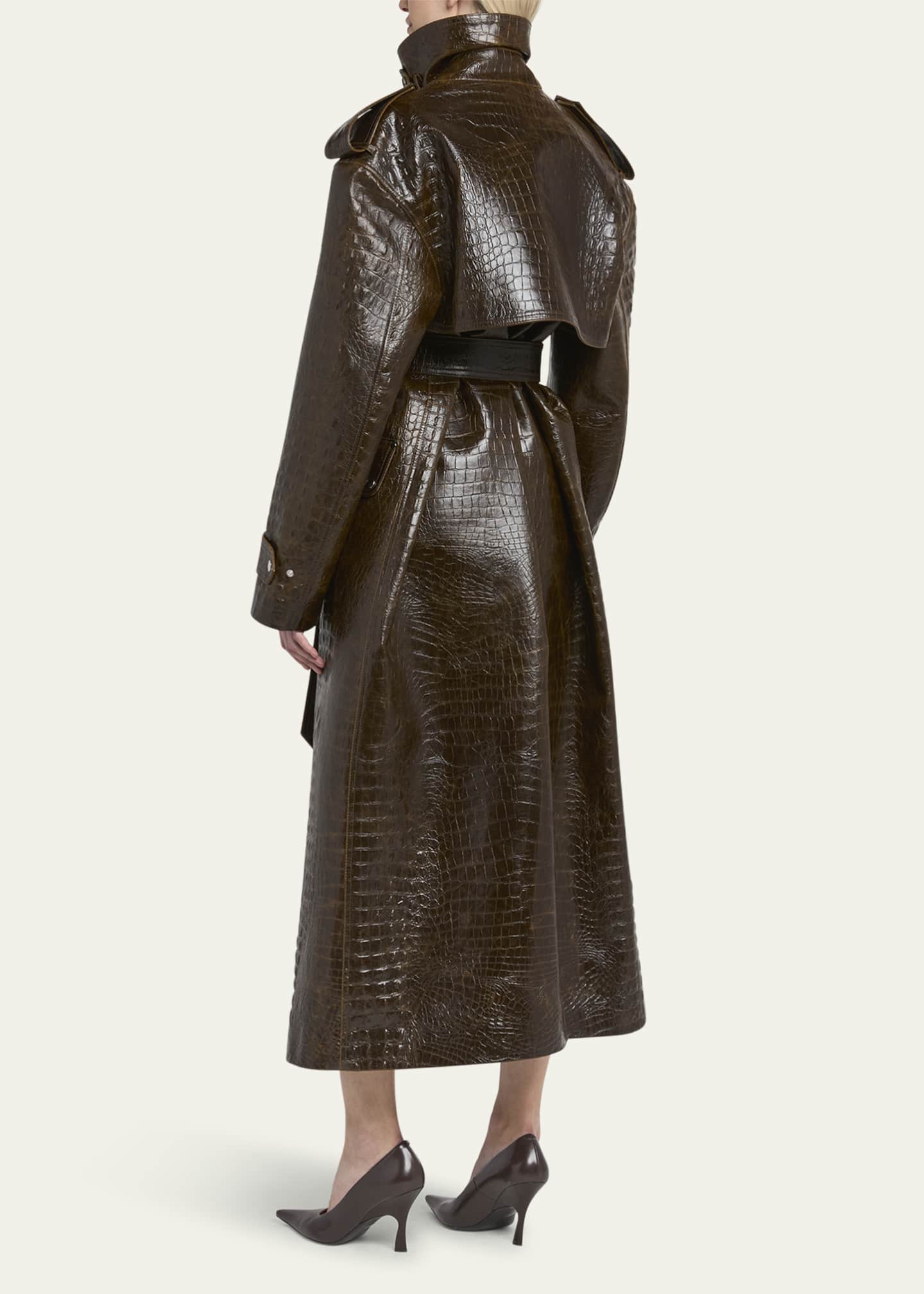 Stella McCartney Croc Embossed Faux Leather Trench Coat Bergdorf Goodman