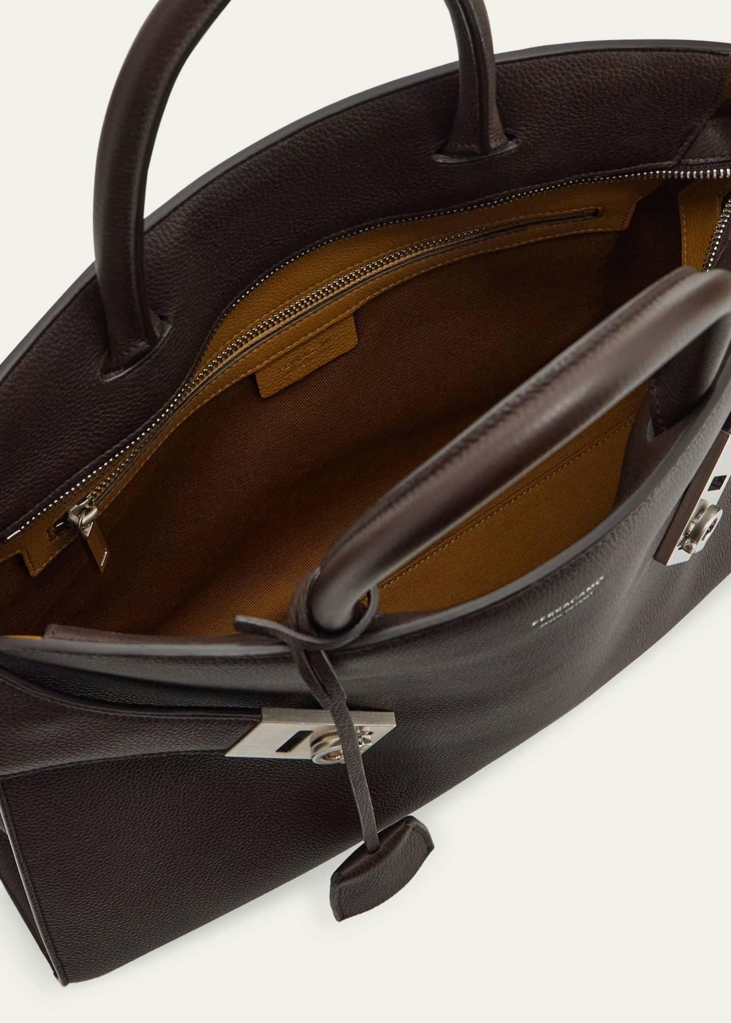 Ferragamo Men's Hug Leather Briefcase Image 4 of 5