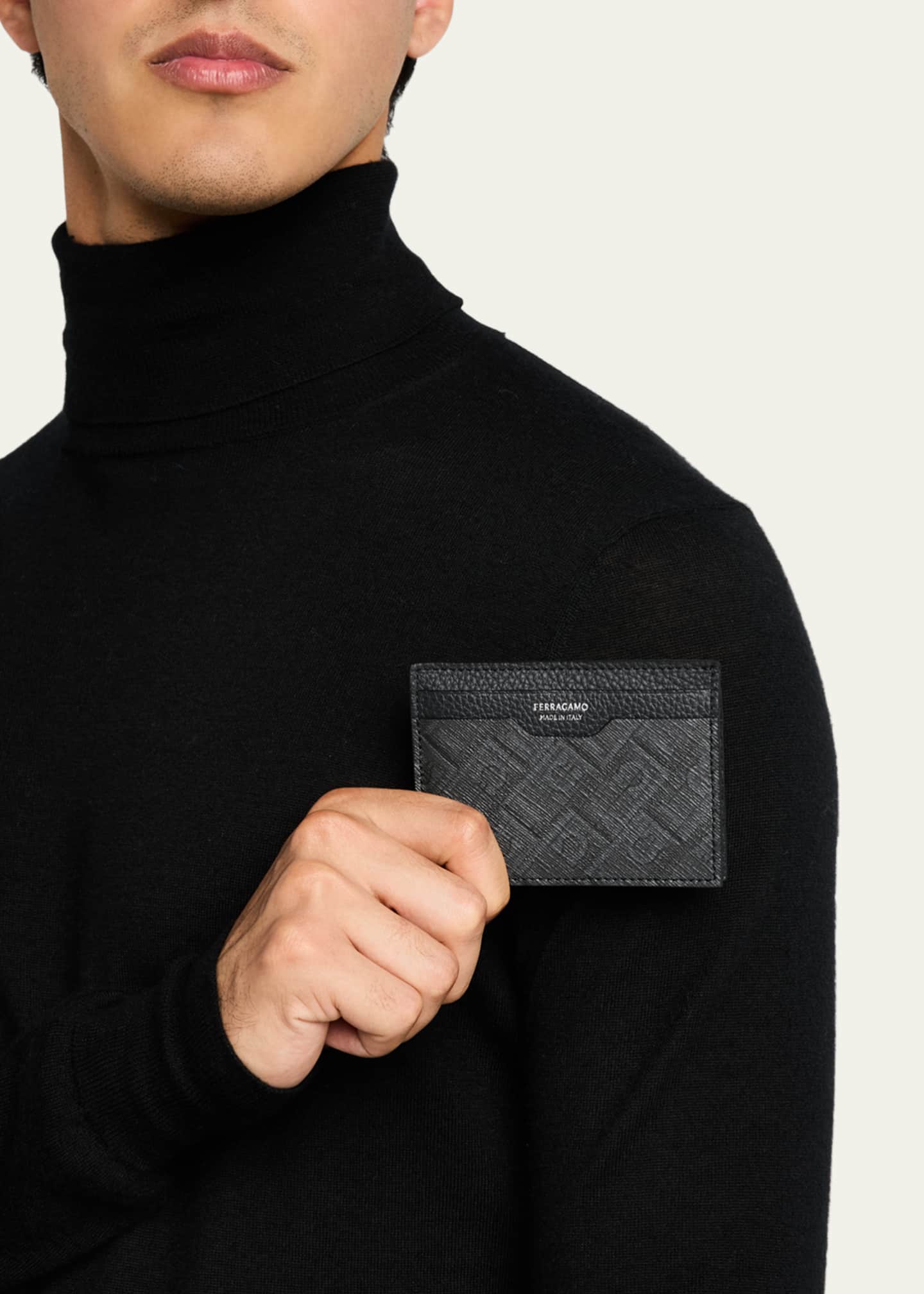 Ferragamo Men's Monogram Card Holder with Pullout ID Window Image 2 of 4