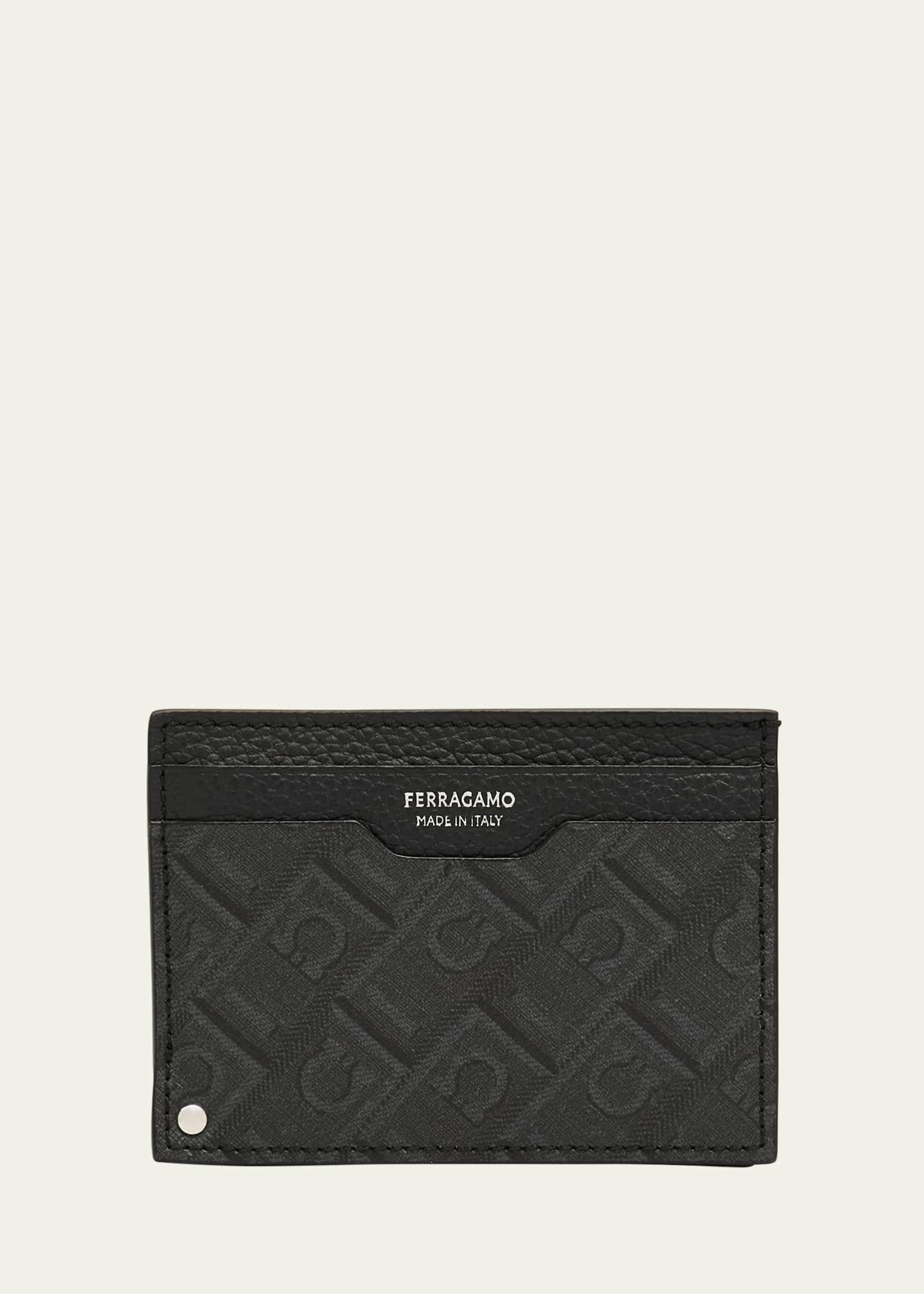 Ferragamo Men's Monogram Card Holder with Pullout ID Window Image 1 of 4