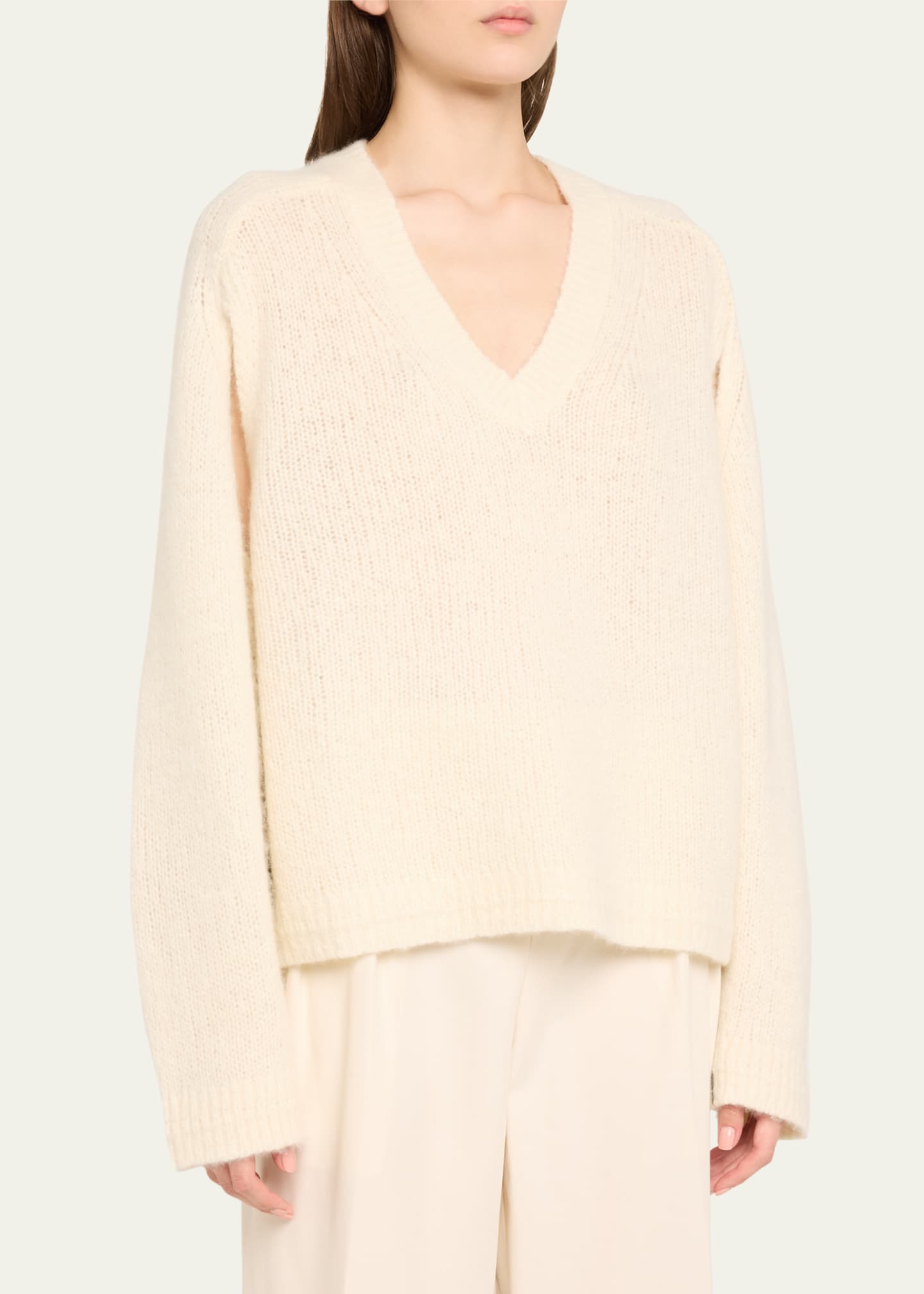Cashmere Deep V-Neck Cape Sweater - Thumbnail 4