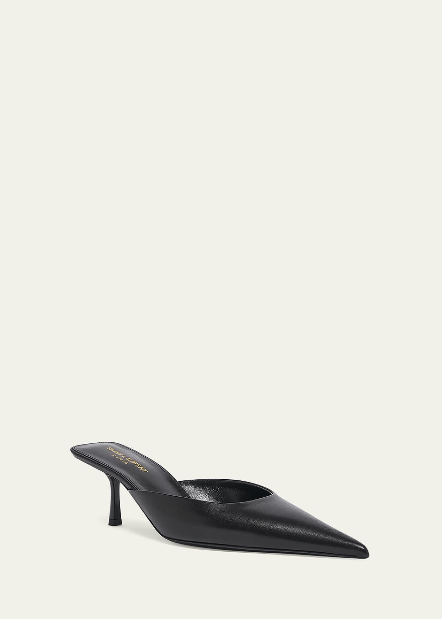 Saint Laurent Barbara Leather Mule Pumps Image 3 of 6