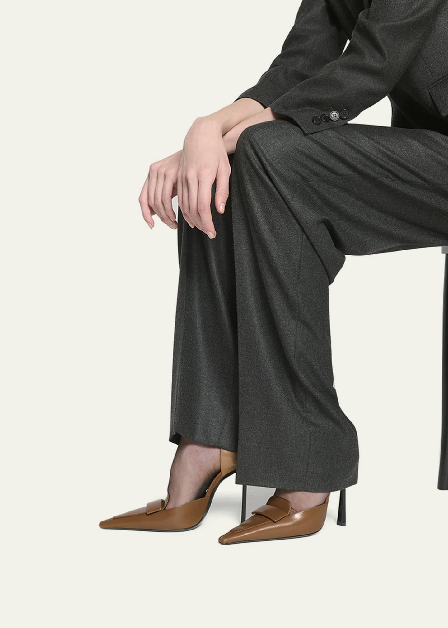 Saint Laurent Leather D'Orsay Loafer Pumps Image 2 of 6